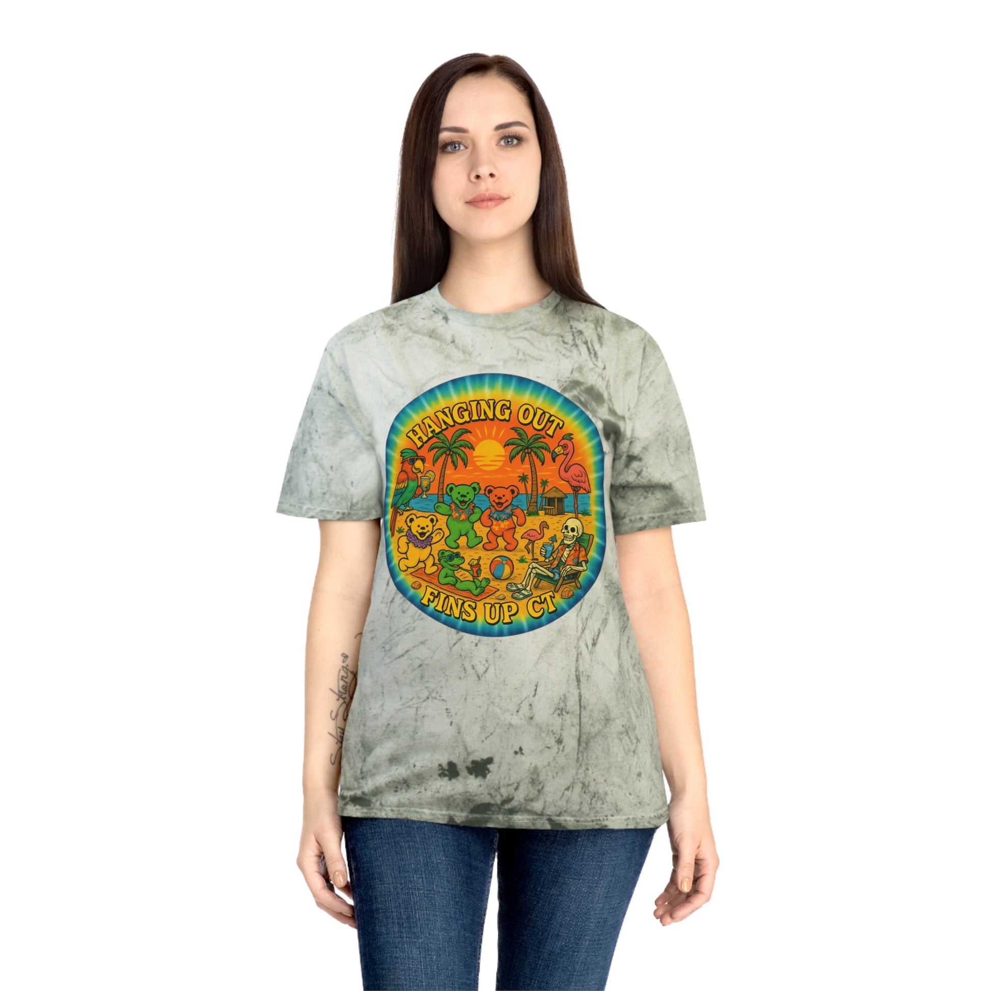 Fins Up Ct  shirt  Comfort colors 1745 Tie Dye