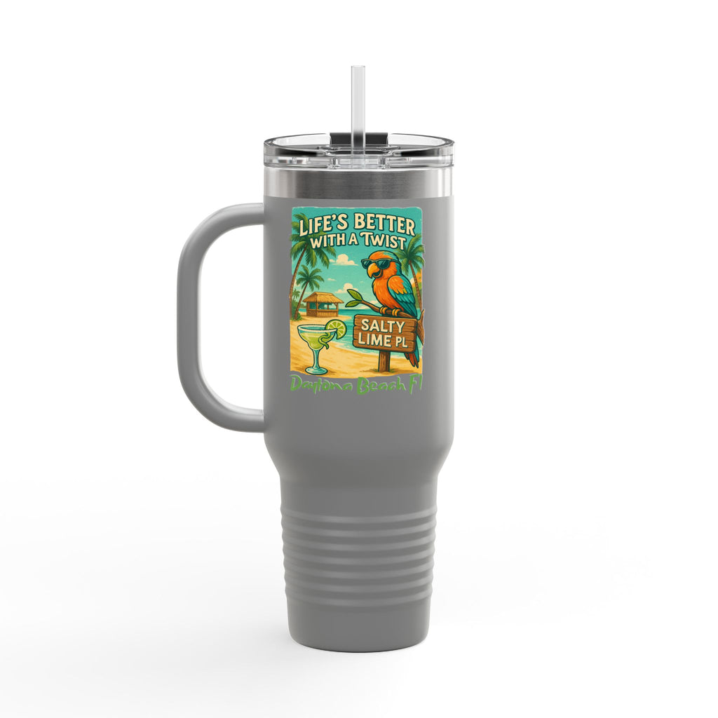 40oz Insulated Travel Mug — 'Life's Better With a Twist' Daytona Beach Cocktail Design