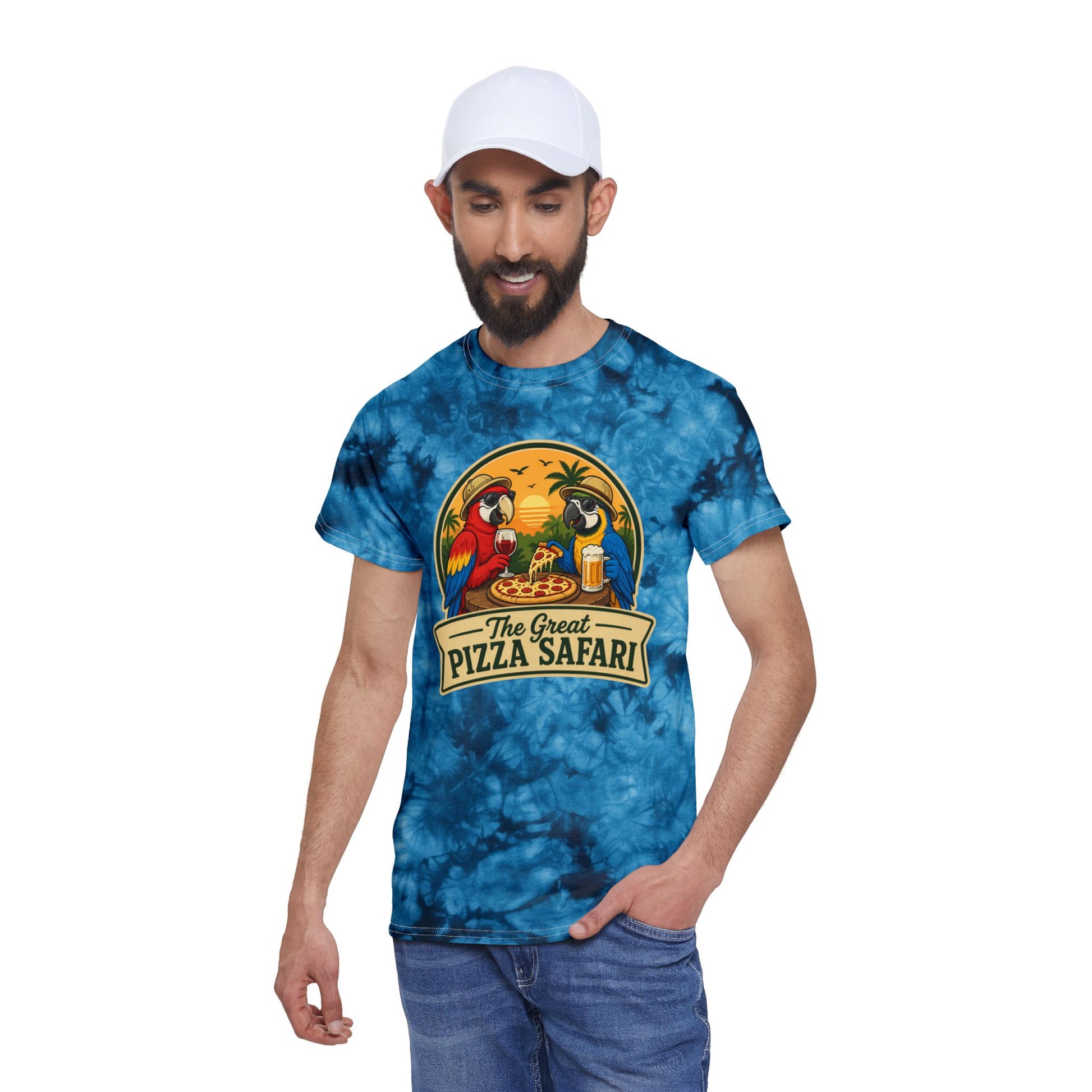 Tie-Dye Tee — "The Great Pizza Safari" Graphic T-Shirt