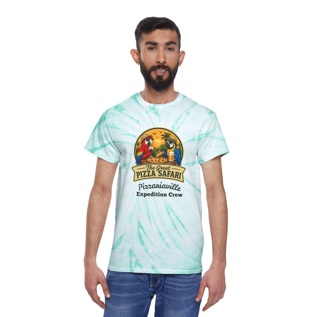 Tie-Dye Tee — The Great Pizza Safari “Pizzariaville Expedition Crew” Graphic Shirt