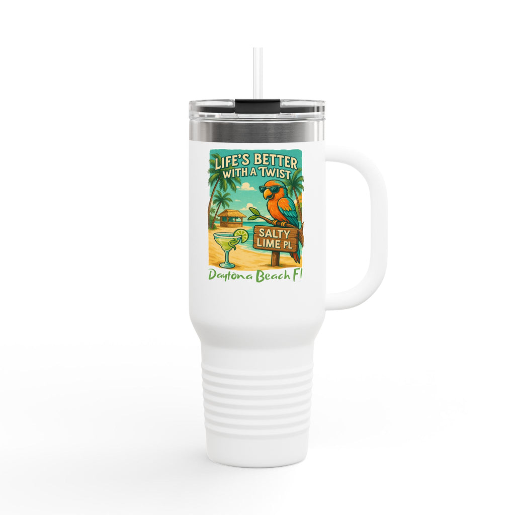 40oz Insulated Travel Mug — 'Life's Better With a Twist' Daytona Beach Cocktail Design