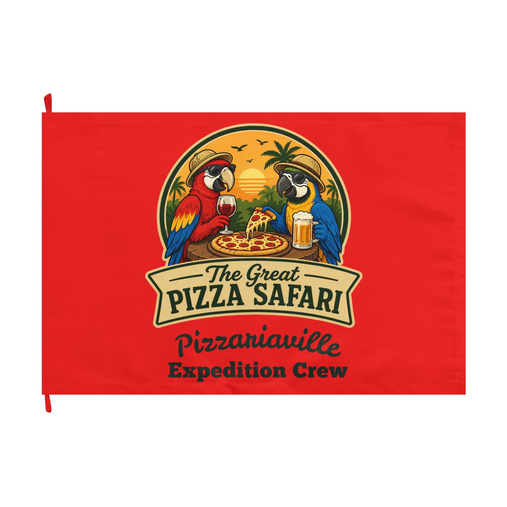 Double-Sided Flag — The Great Pizza Safari | Pizzaniaville Expedition Crew Decorative Flag