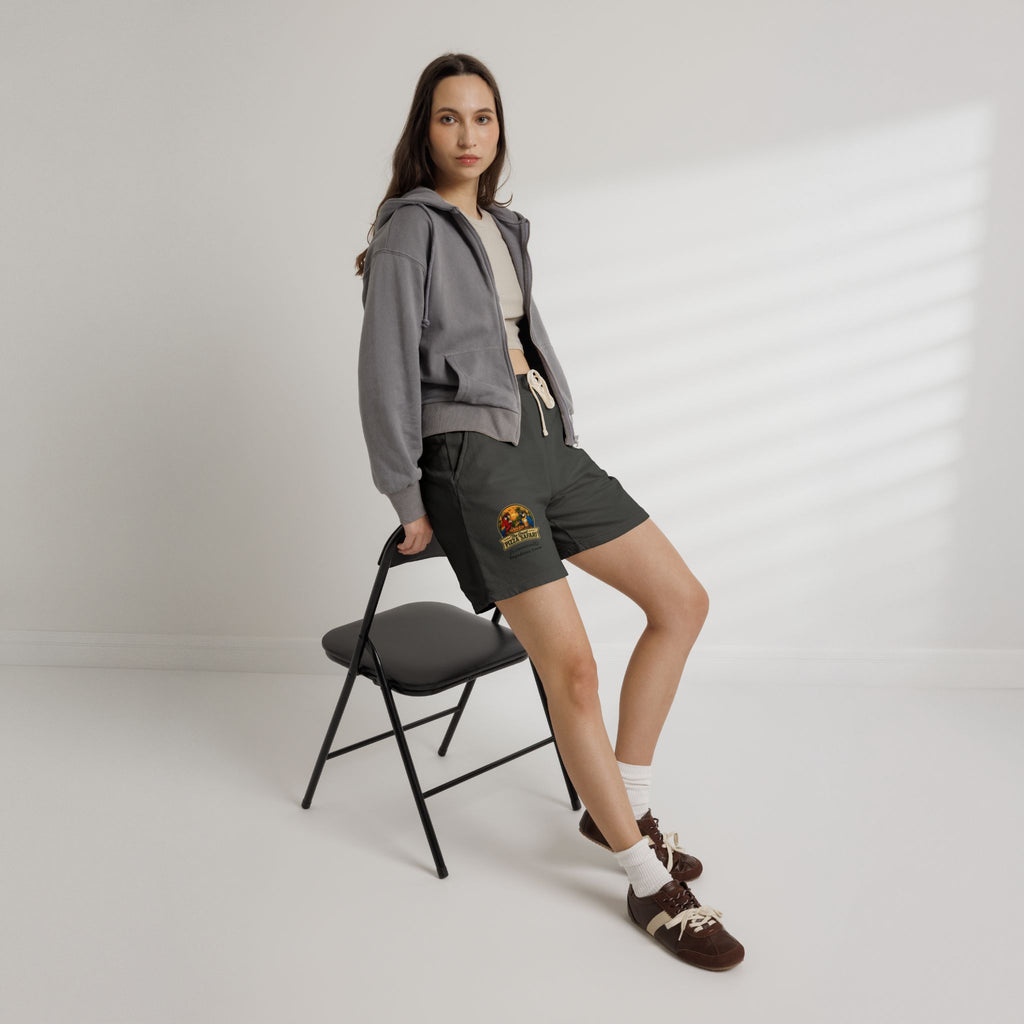 Unisex  Lightweight Garment-Dyed Fleece Sweat Shorts with Retro Pizza Safari Logo