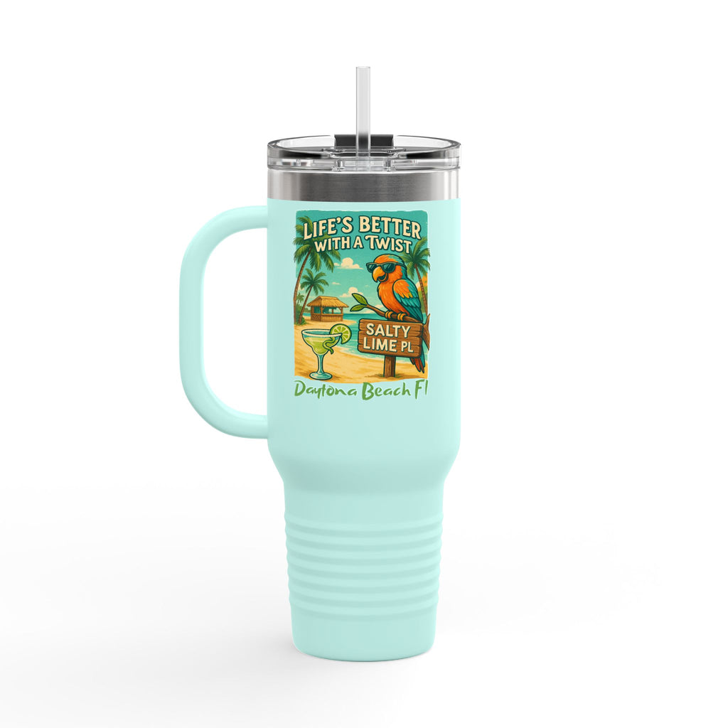 40oz Insulated Travel Mug — 'Life's Better With a Twist' Daytona Beach Cocktail Design