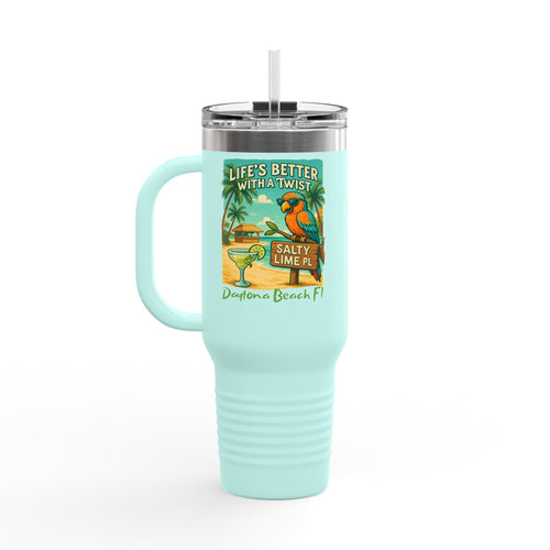 40oz Insulated Travel Mug — 'Life's Better With a Twist' Daytona Beach Cocktail Design