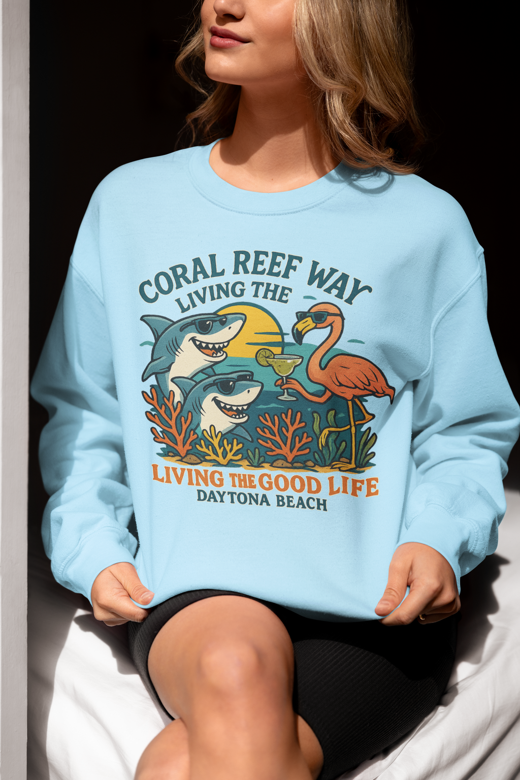 Coral Reefer way  sweatshirt Fun Beachwear, Unisex Gift, Summer Casual, Travel Apparel