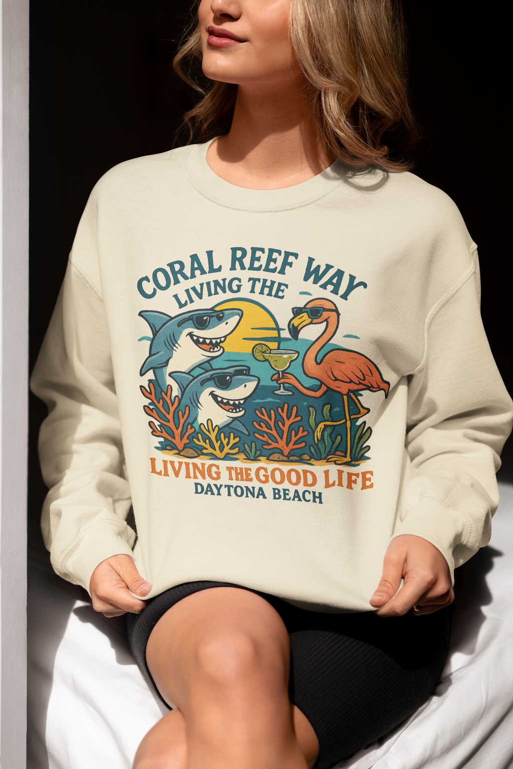 Coral Reefer way  sweatshirt Fun Beachwear, Unisex Gift, Summer Casual, Travel Apparel