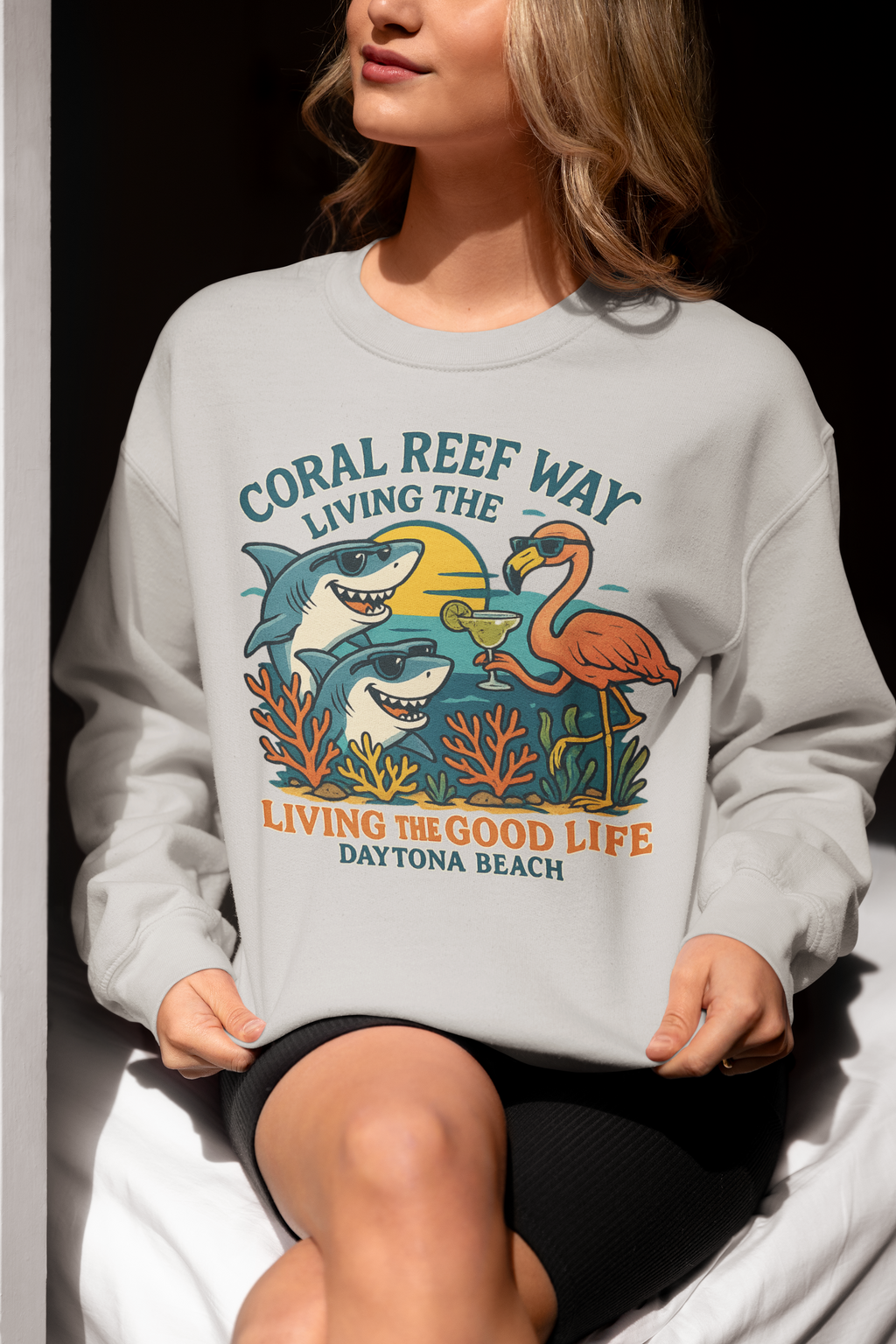 Coral Reefer way  sweatshirt Fun Beachwear, Unisex Gift, Summer Casual, Travel Apparel