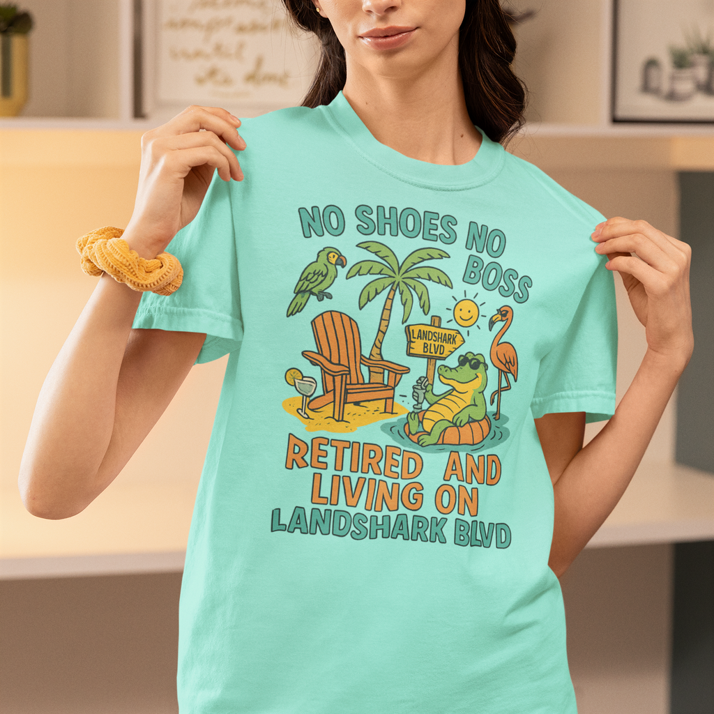 Landshark BLVD  T-Shirt, Summer Vibes Tee, Beachwear, Vacation Shirt, Funny Graphic Tee, Unisex Casual Wear