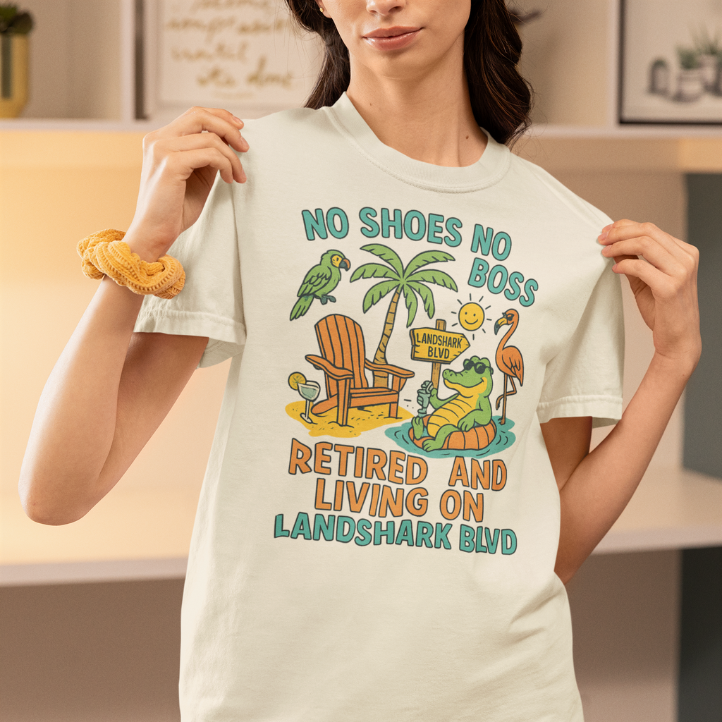 Landshark BLVD  T-Shirt, Summer Vibes Tee, Beachwear, Vacation Shirt, Funny Graphic Tee, Unisex Casual Wear