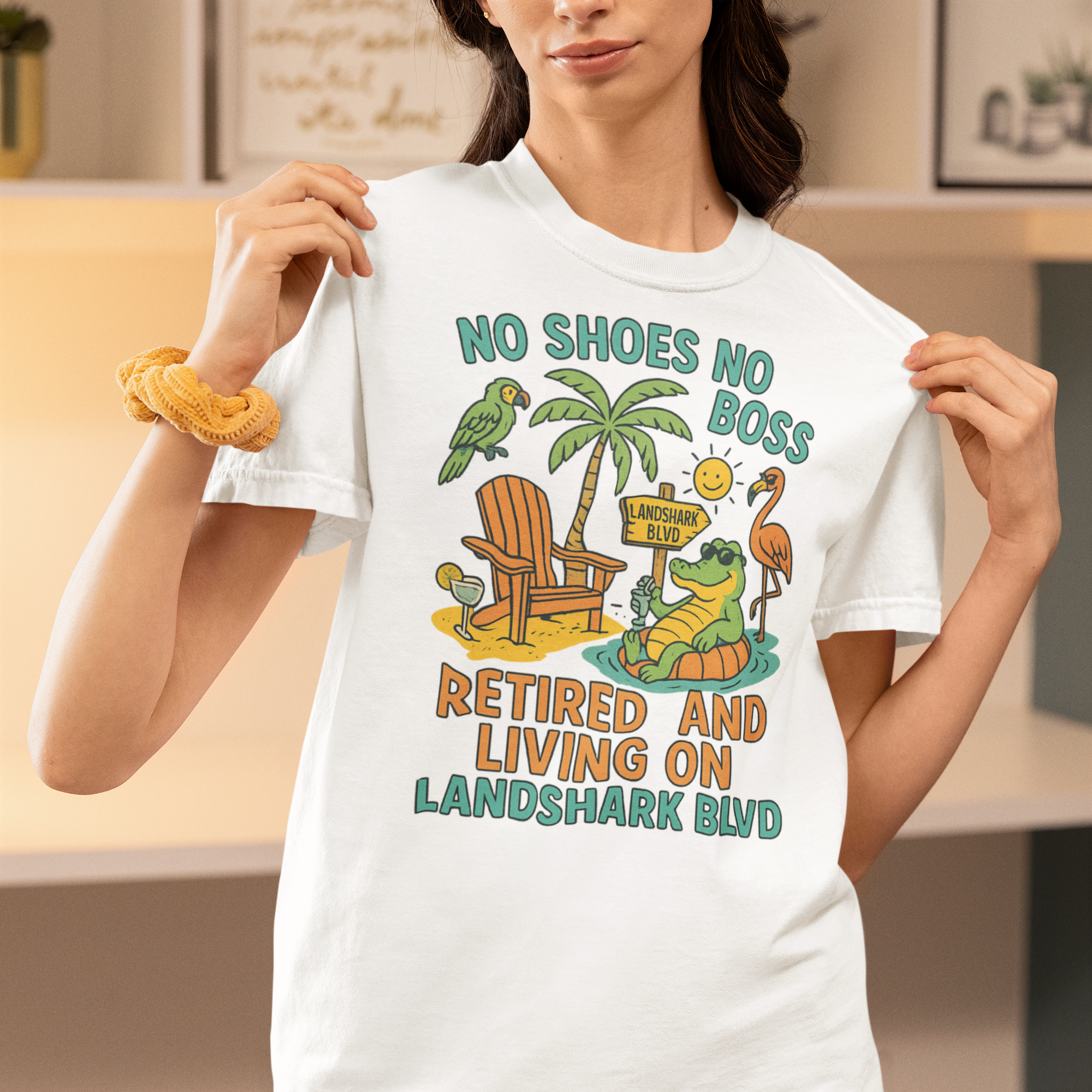 Landshark BLVD  T-Shirt, Summer Vibes Tee, Beachwear, Vacation Shirt, Funny Graphic Tee, Unisex Casual Wear