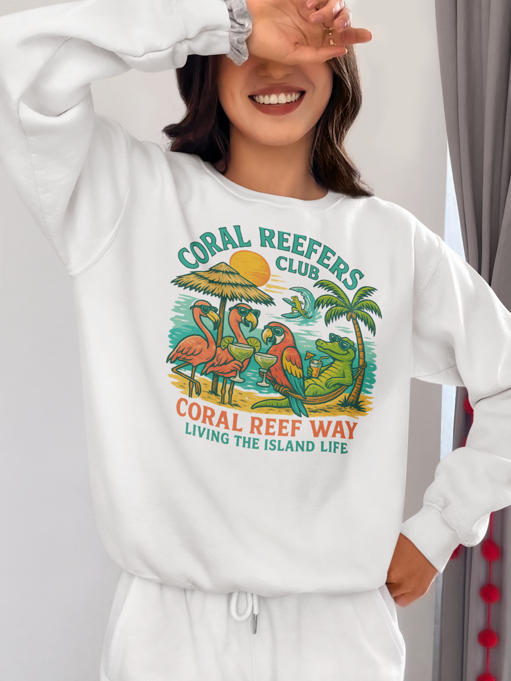 Coral Reefer Way  coral reefers club sweatshirt Fun Beachwear, Unisex Gift, Summer Casual, Travel Apparel