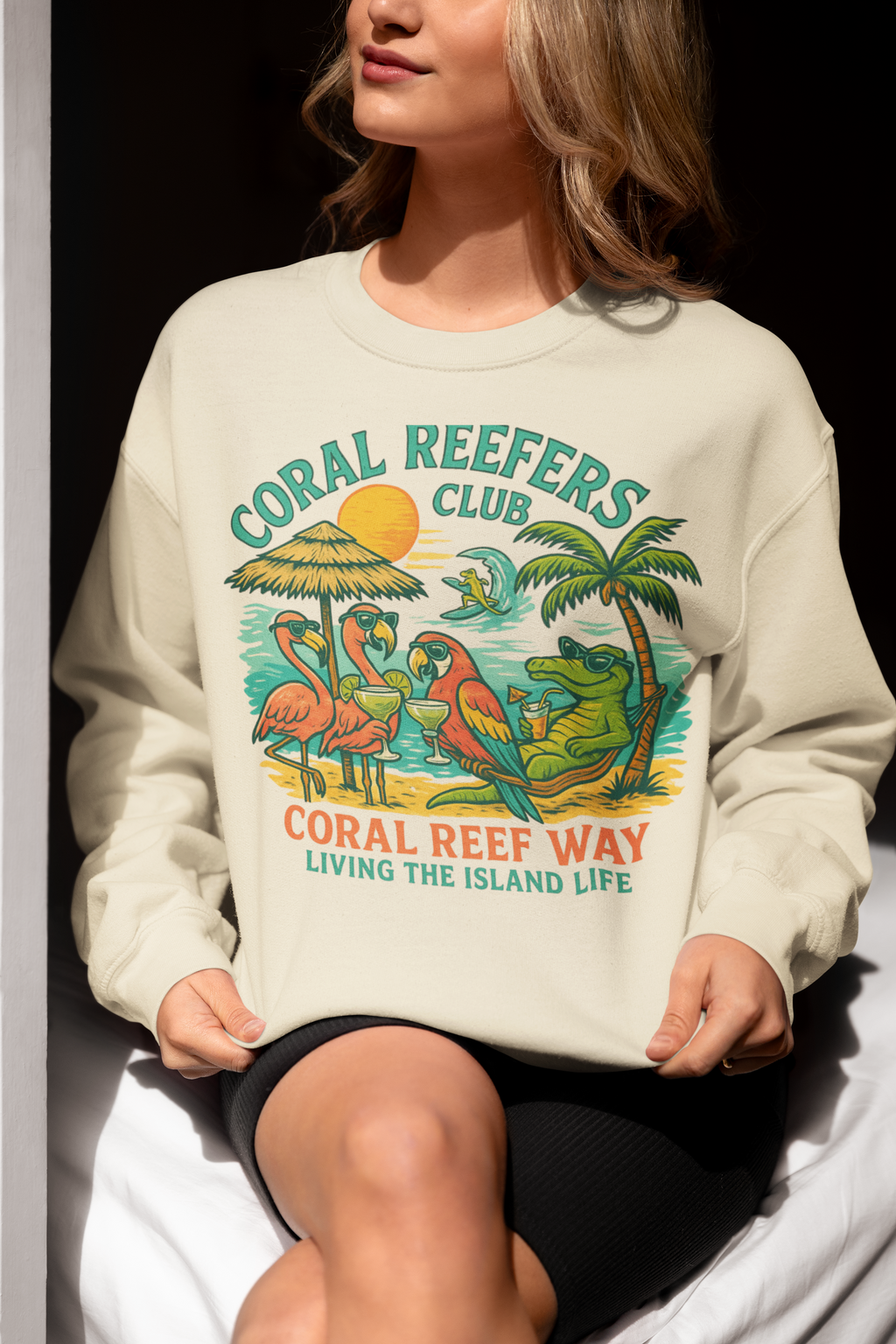 Coral Reefer Way  coral reefers club sweatshirt Fun Beachwear, Unisex Gift, Summer Casual, Travel Apparel