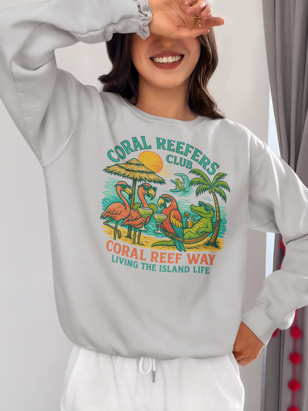 Coral Reefer Way  coral reefers club sweatshirt Fun Beachwear, Unisex Gift, Summer Casual, Travel Apparel
