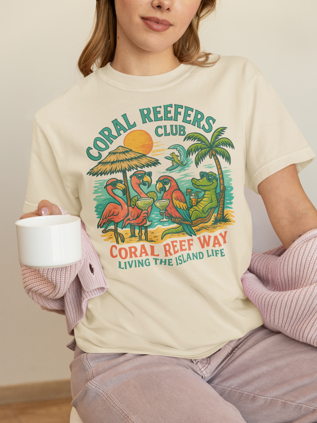 Coral Reefers Way Club T-Shirt, Summer Vibes Tee, Beachwear, Vacation Shirt, Funny Graphic Tee, Unisex Casual Wear