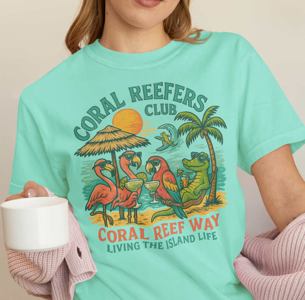 Coral Reefers Way Club T-Shirt, Summer Vibes Tee, Beachwear, Vacation Shirt, Funny Graphic Tee, Unisex Casual Wear