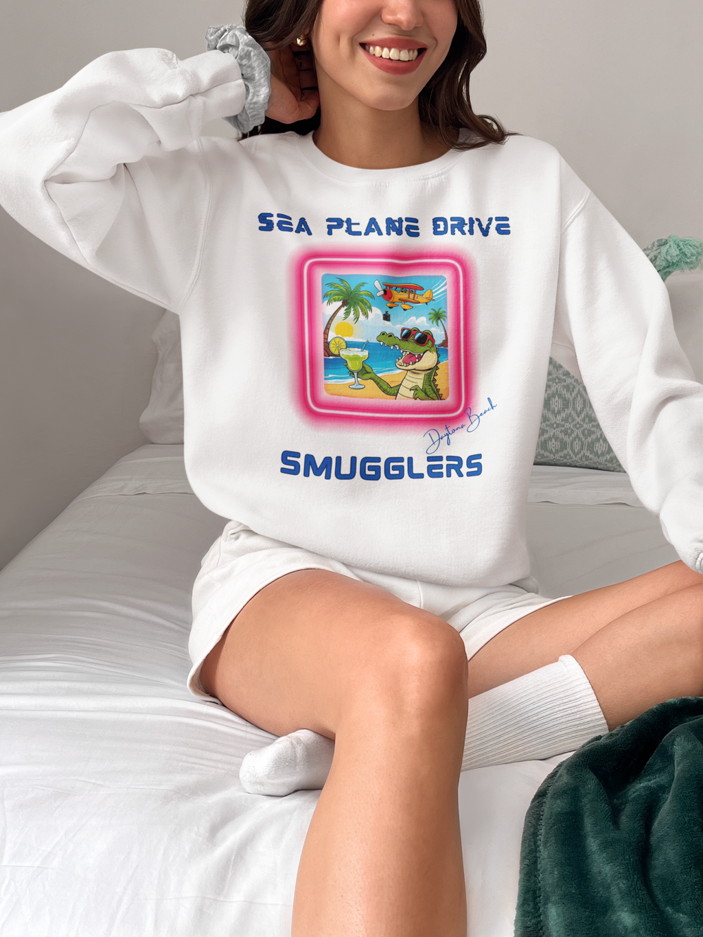 Sea Plane Drive  Tropical Vacation Crewneck Sweatshirt - High Times on Sea Plane Drive, Fun Beachwear, Unisex Gift, Summer Casual, Travel Apparel