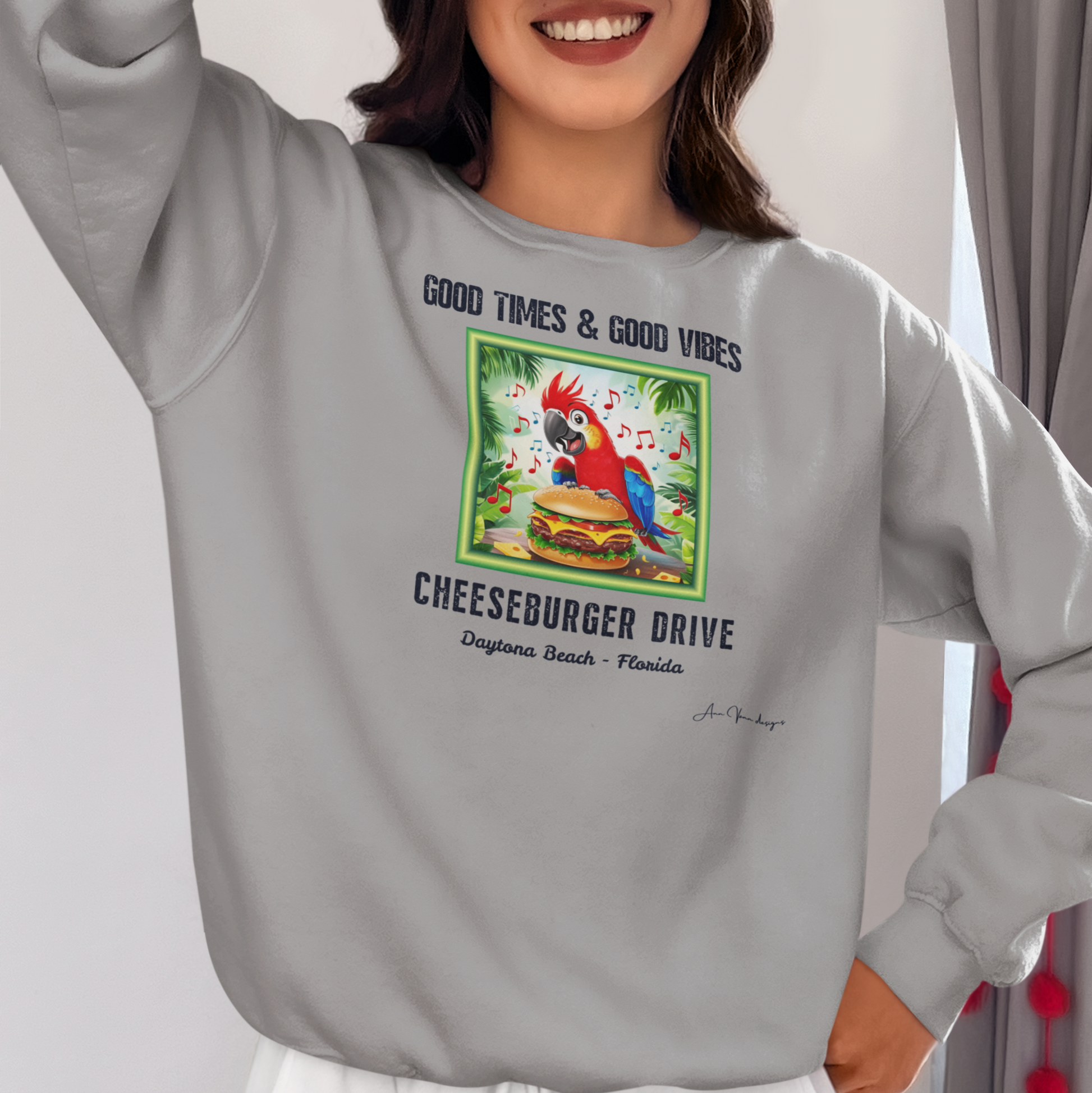 Cheeseburger Drive Margaritaville Sweatshirt Good Times & Vibes Sweatshirt  Cheeseburger lane Tropical Chill Crewneck, Summer Style, Beachwear, Casual Layer