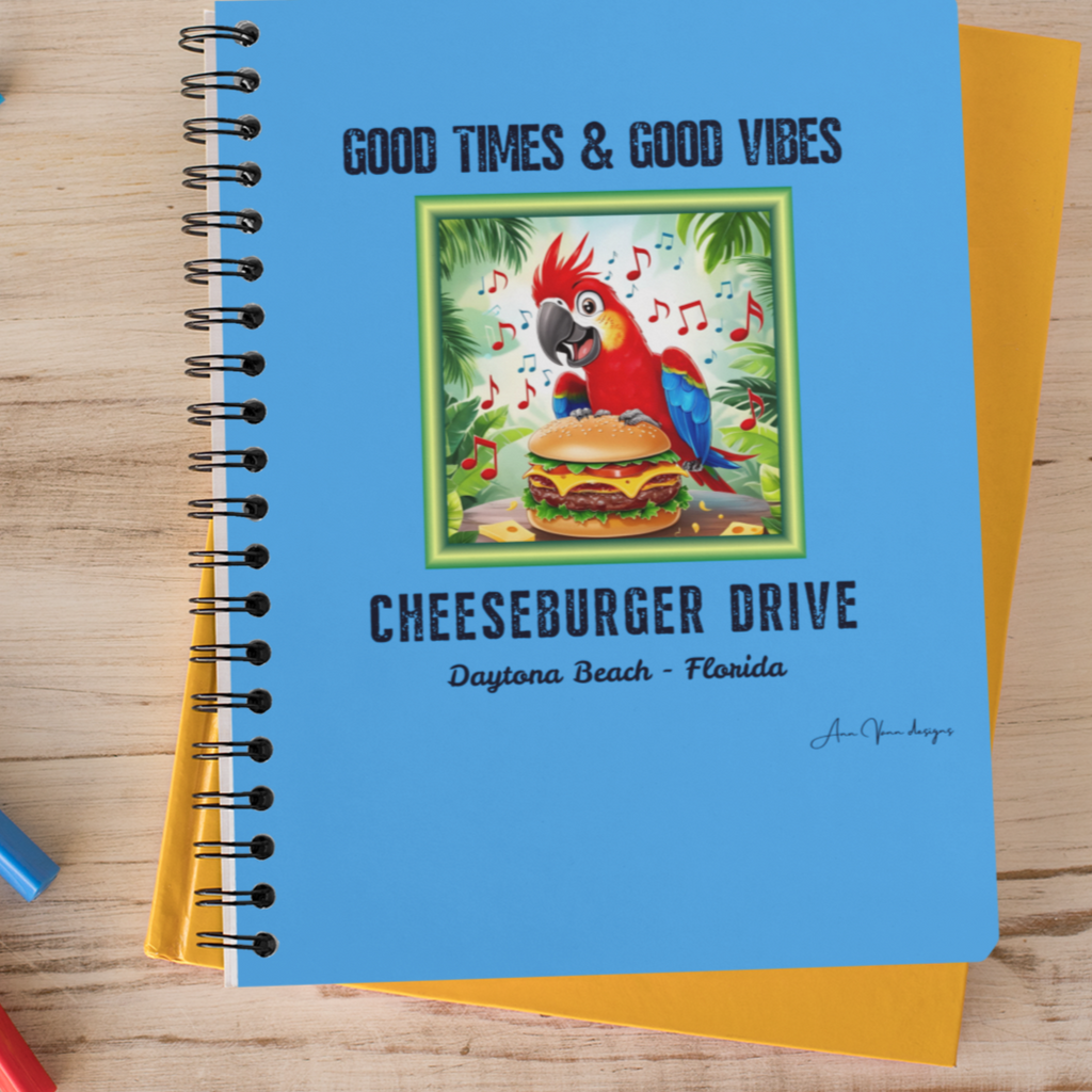 Cheeseburger Dr Margaritaville notebook gift Cheeseburger DR  Fun Spiral Notebook for Notes, Great for Grandkids and Travelers Perfect Gift Idea, Summer fun