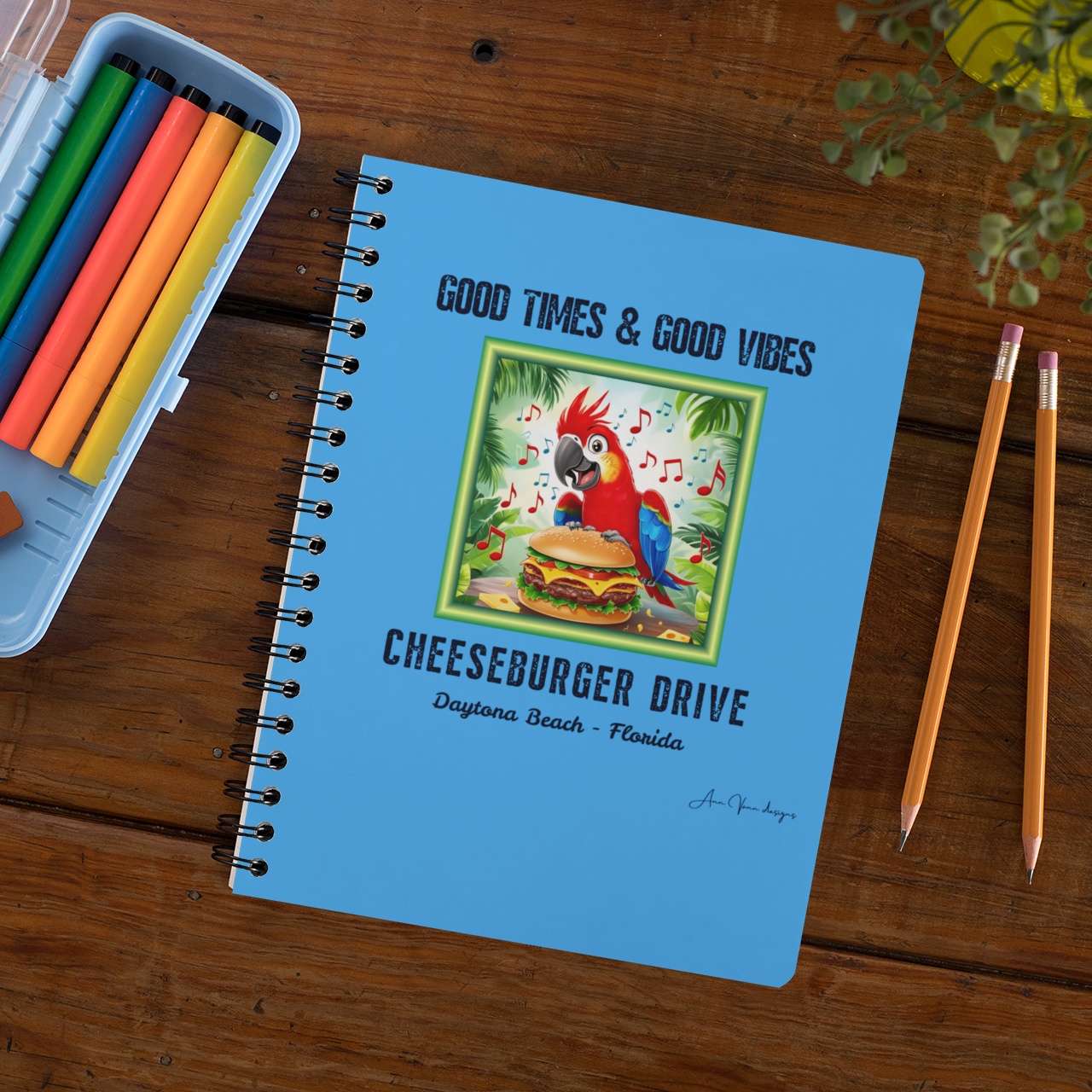 Cheeseburger Dr Margaritaville notebook gift Cheeseburger DR  Fun Spiral Notebook for Notes, Great for Grandkids and Travelers Perfect Gift Idea, Summer fun