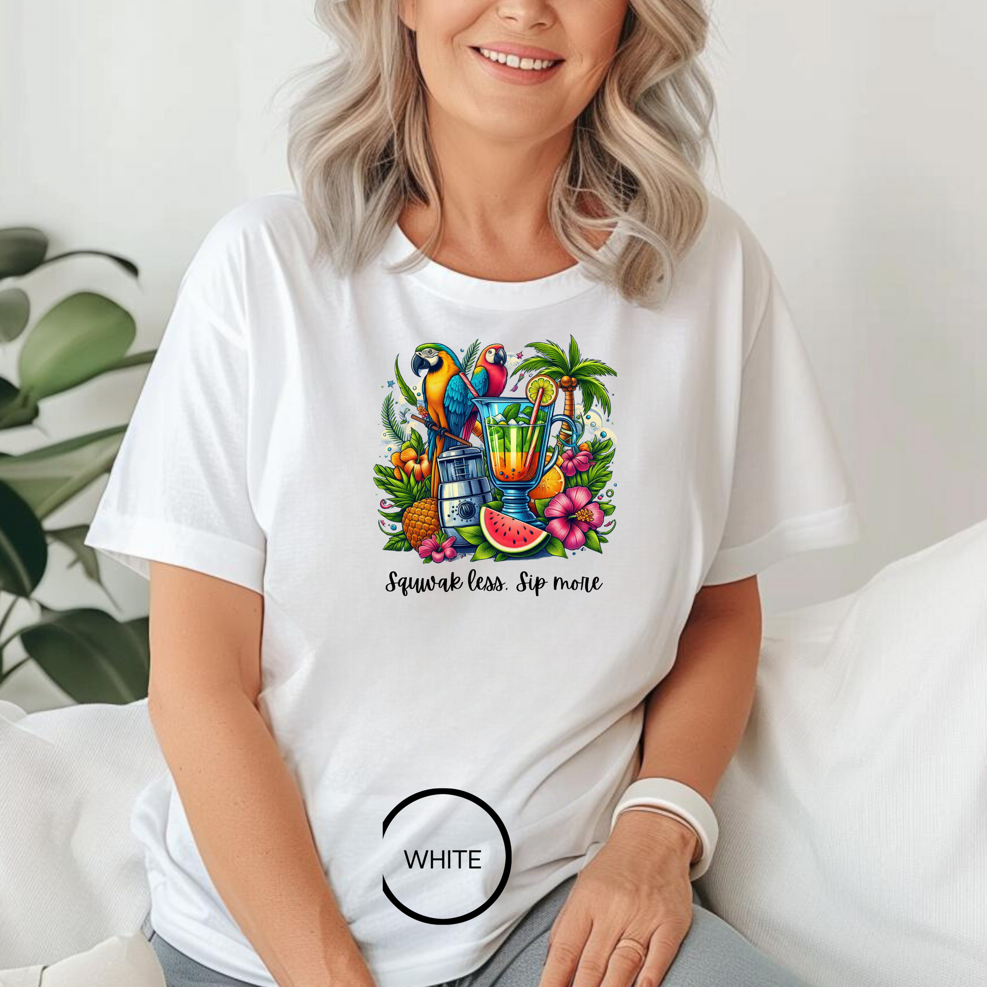 Squawk less, sip more  T shirt  Comfort colors 1717