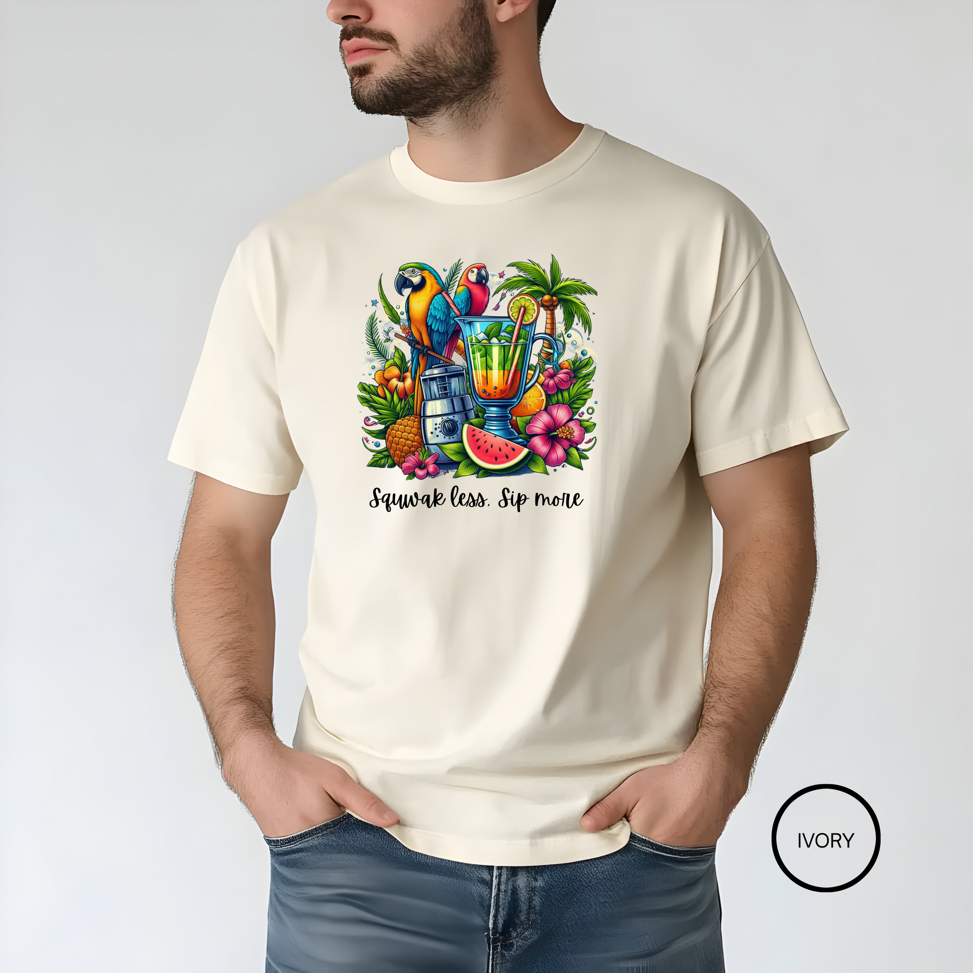 Squawk less, sip more  T shirt  Comfort colors 1717