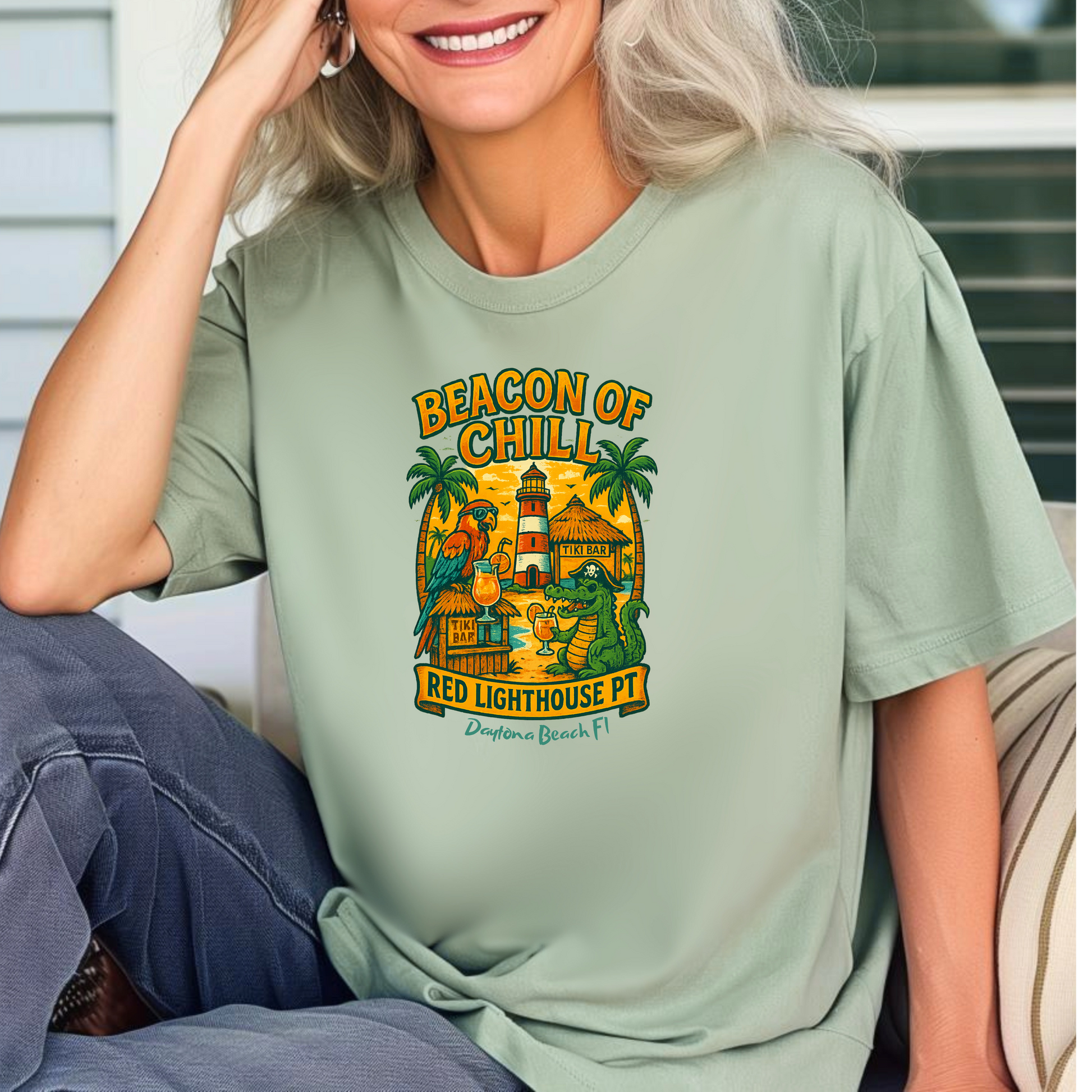 Red Lighthouse Pt  Jimmy Buffet Style T-Shirt