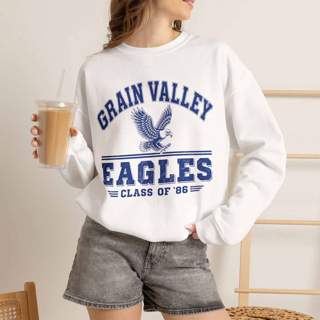 Grain Valley Eagles Crewneck Sweatshirt — Class of '86 Vintage School Spirit