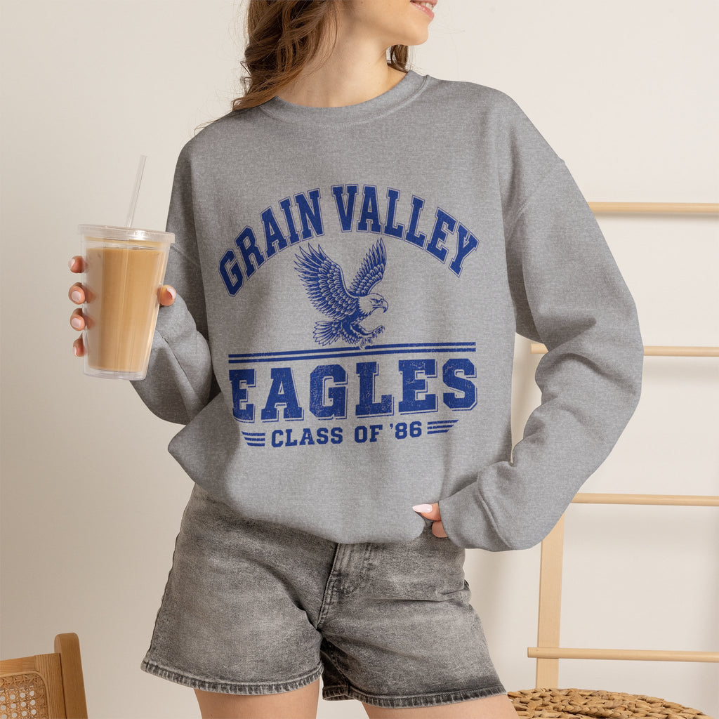 Grain Valley Eagles Crewneck Sweatshirt — Class of '86 Vintage School Spirit