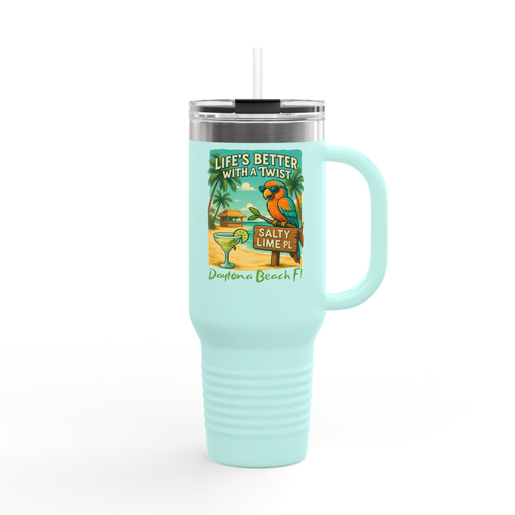 40oz Insulated Travel Mug — 'Life's Better With a Twist' Daytona Beach Cocktail Design