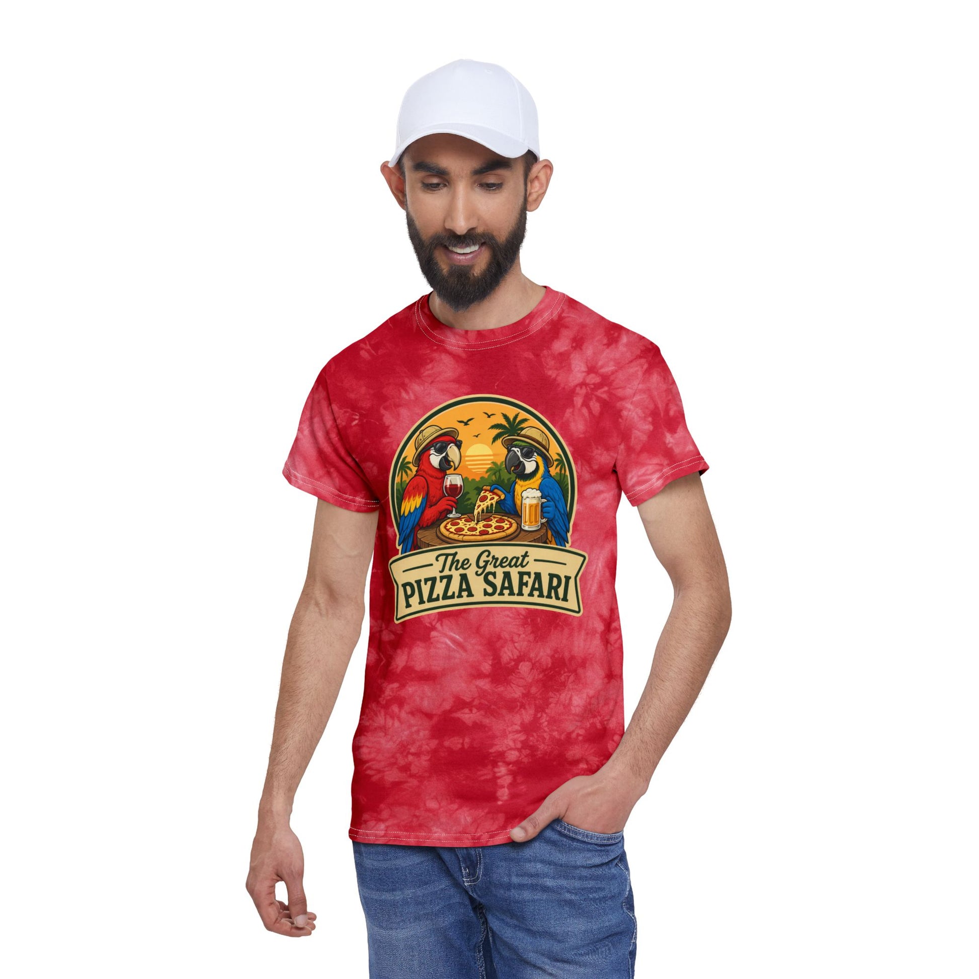 Tie-Dye Tee — "The Great Pizza Safari" Graphic T-Shirt