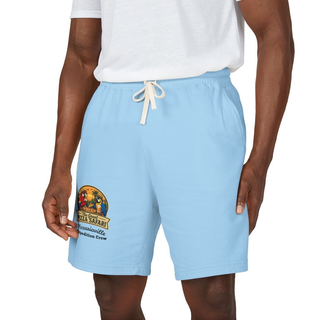 Unisex  Lightweight Garment-Dyed Fleece Sweat Shorts with Retro Pizza Safari Logo