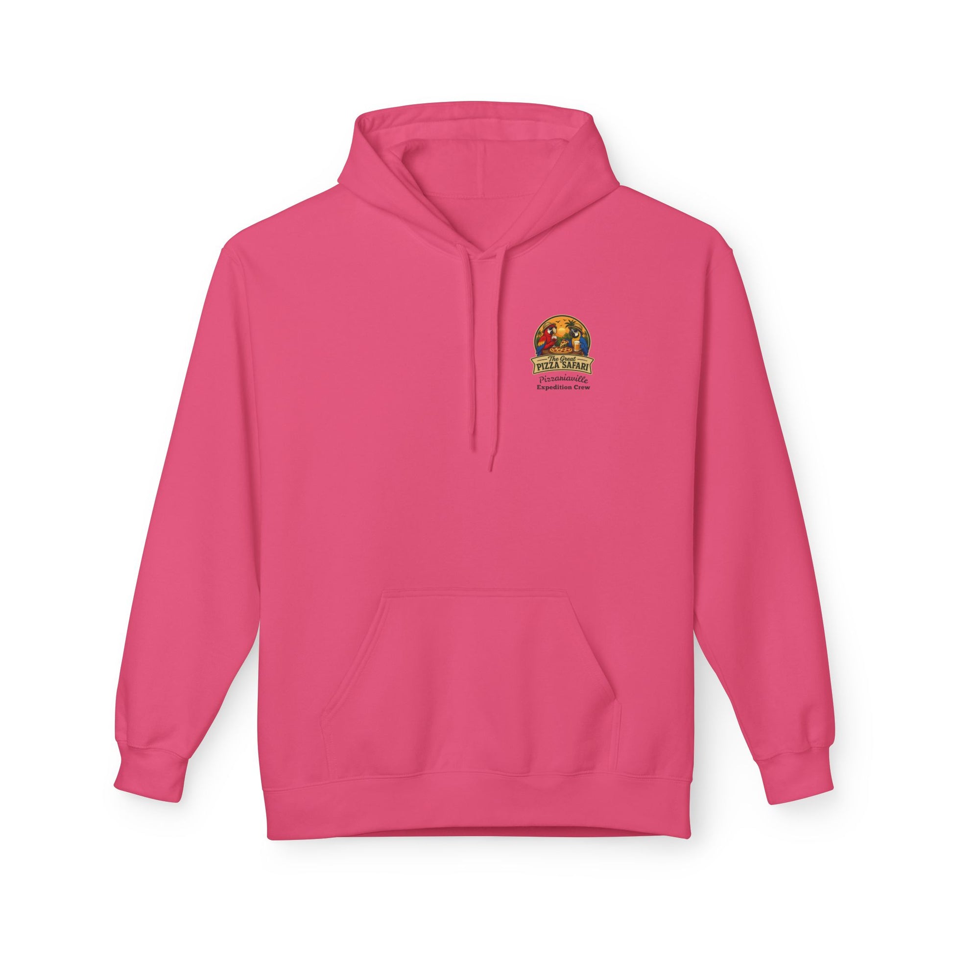 Pizza Safari Hoodie — "The Great Pizza Safari" Tropical Parrot Pizza Graphic