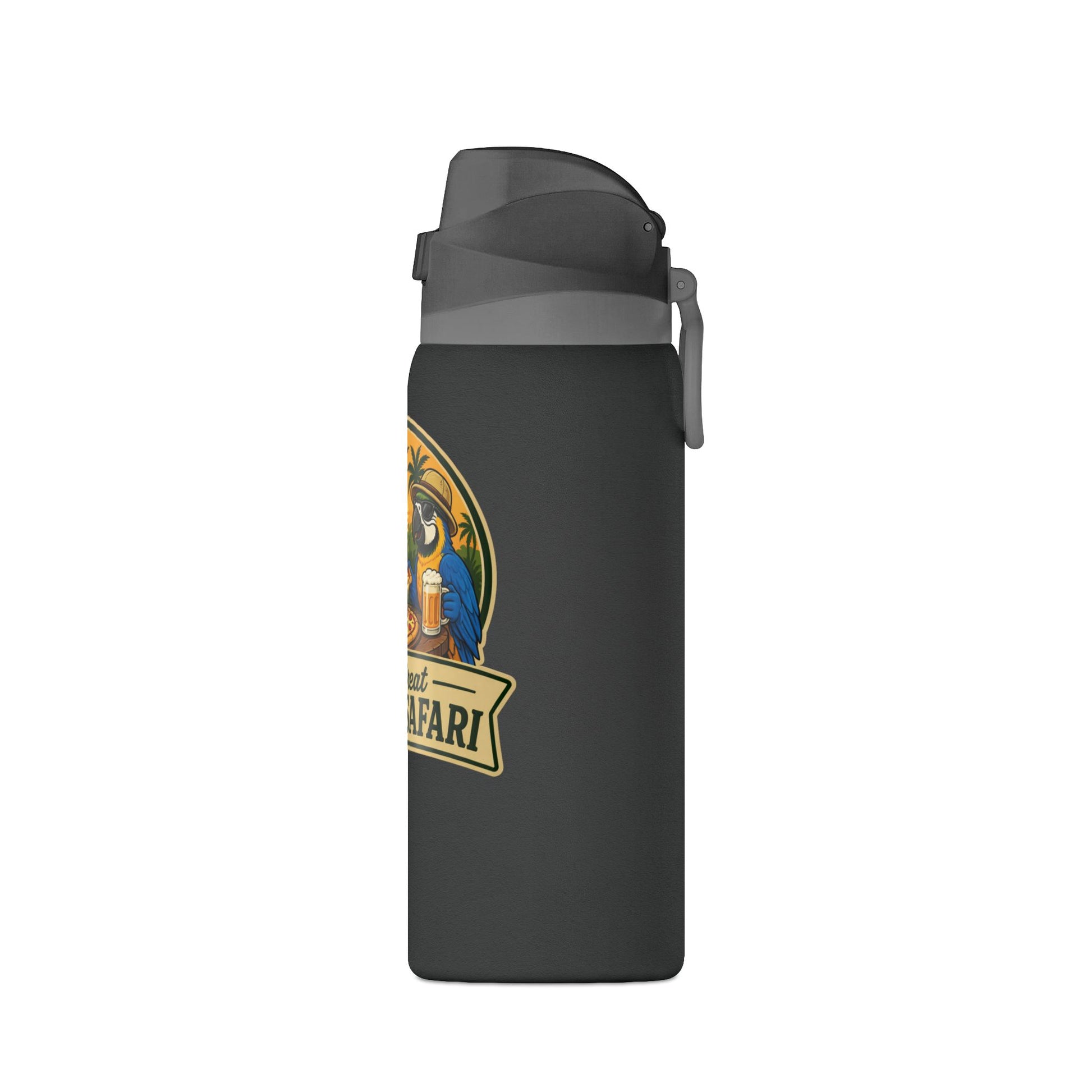 Insulated Water Bottle — "The Great Pizza Safari" Parrot Design, 32 oz