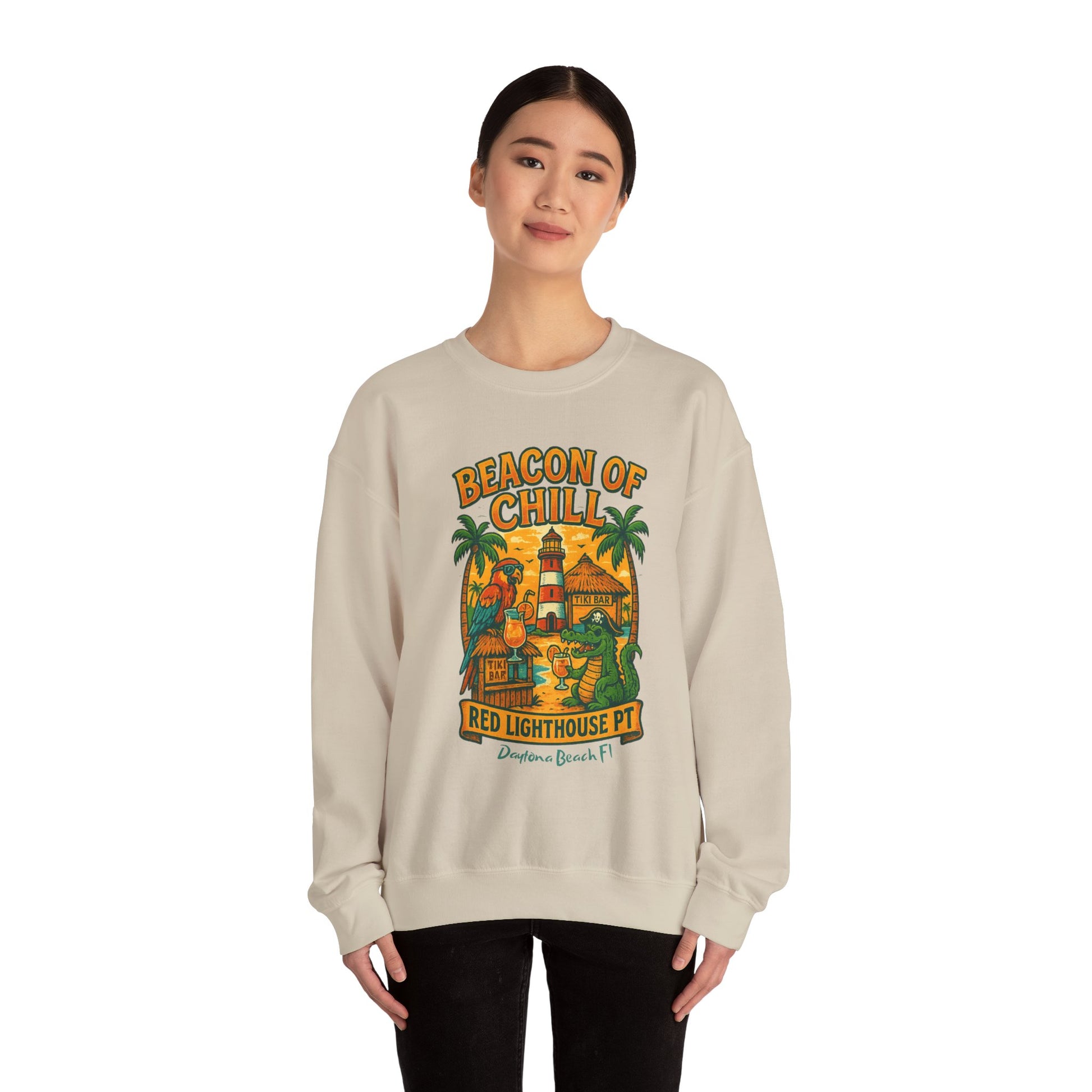 Red Lighthouse pt  Crewneck Sweatshirt - Jimmy Buffet Style