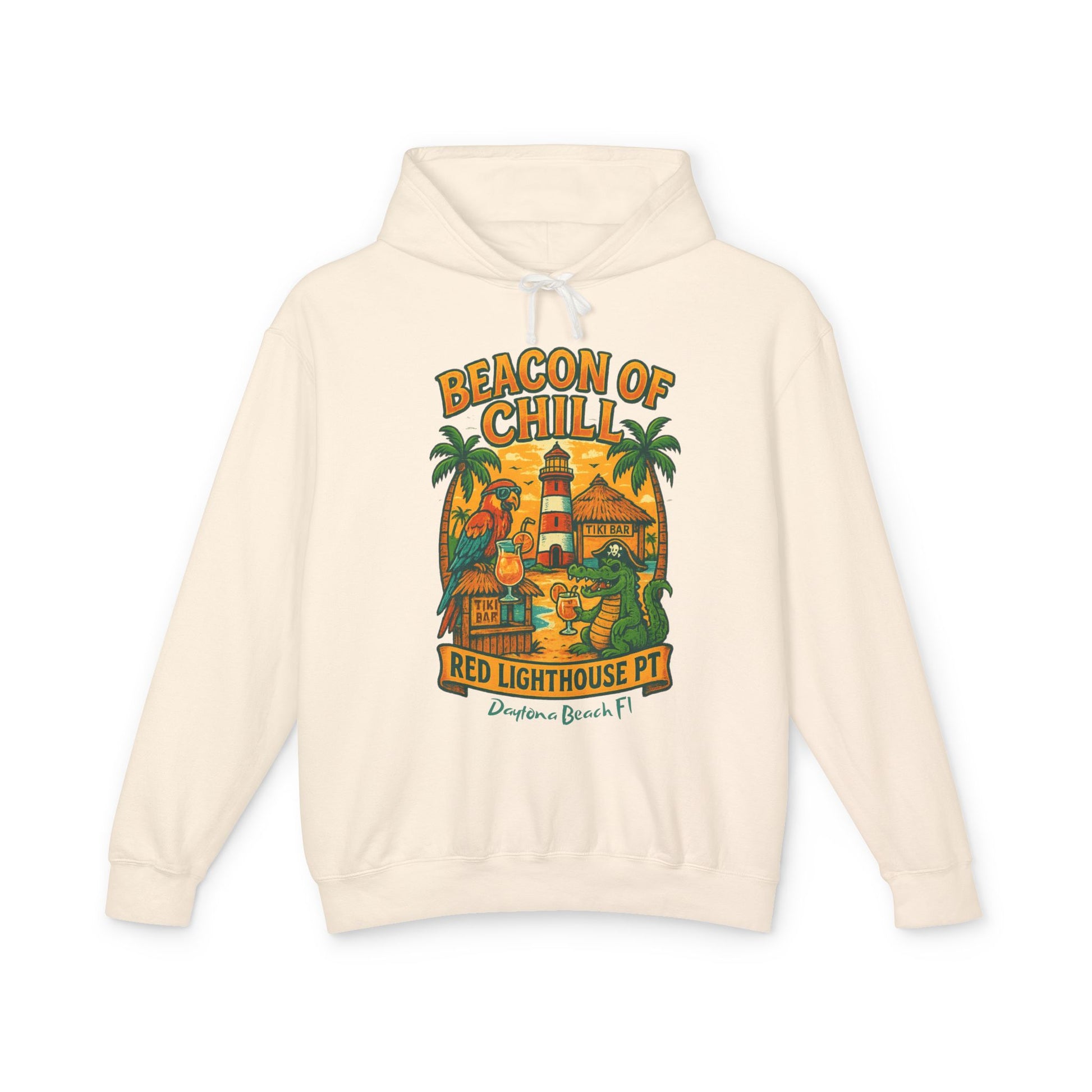 Red Lighthouse Pt  Lightweight Comfort Colors Hoodie - Jimmy Buffet Style