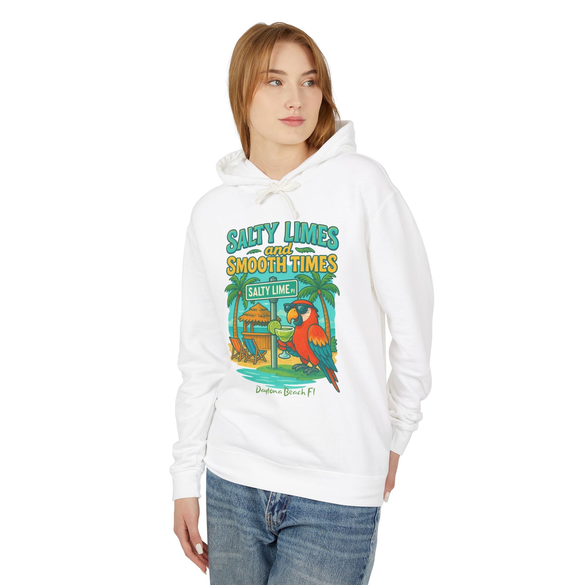Salty Lime  Place  Lightweight Comfort Colors Hoodie - Jimmy Buffet Style