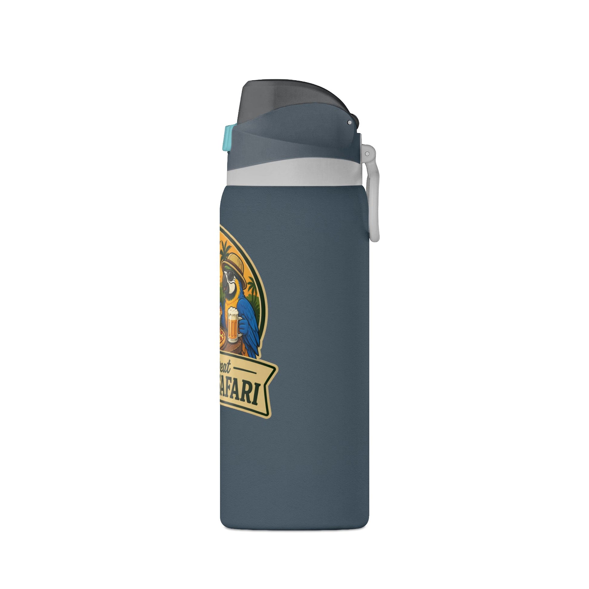 Insulated Water Bottle — "The Great Pizza Safari" Parrot Design, 32 oz