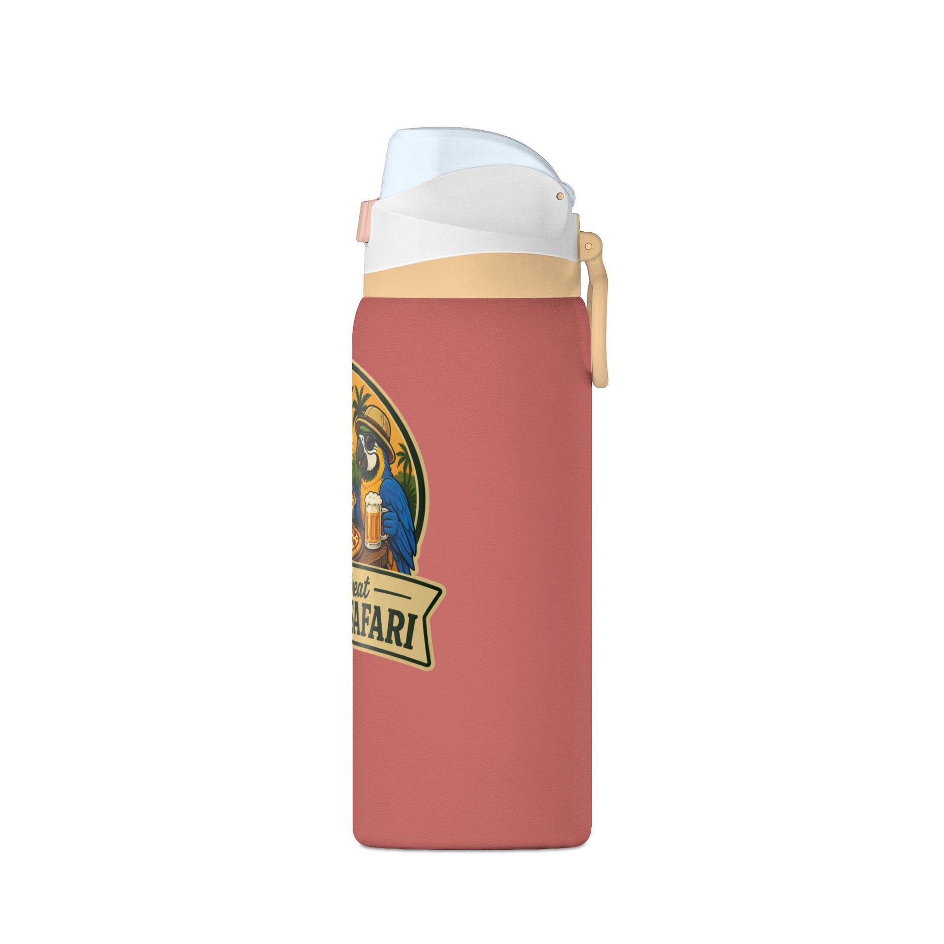 Insulated Water Bottle — "The Great Pizza Safari" Parrot Design, 32 oz