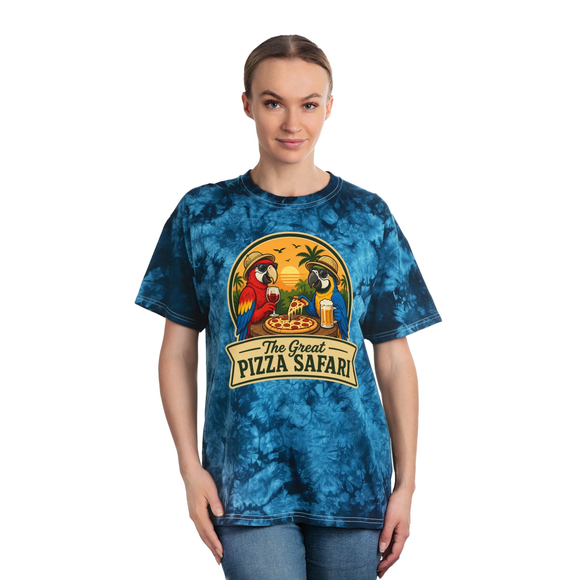 Tie-Dye Tee — "The Great Pizza Safari" Graphic T-Shirt