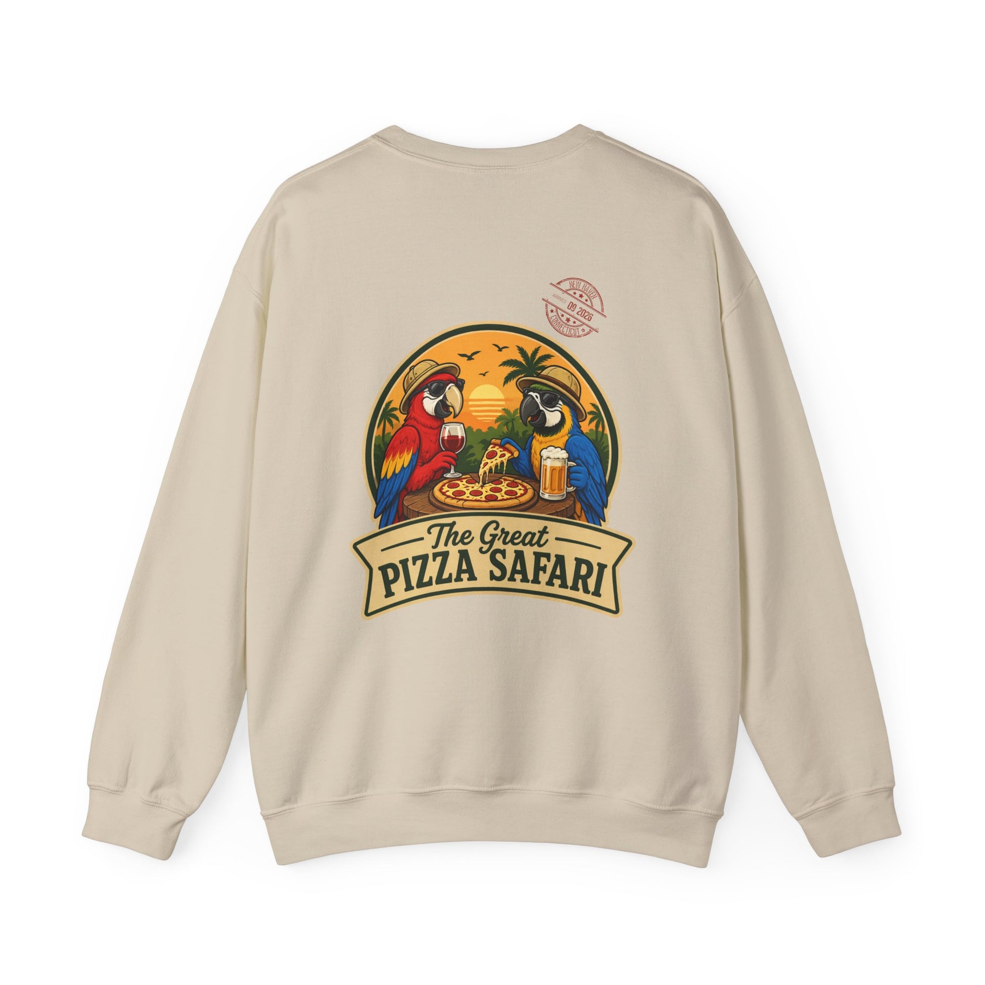 Pizza Safari Crewneck Sweatshirt — "The Great Pizza Safari" Graphic