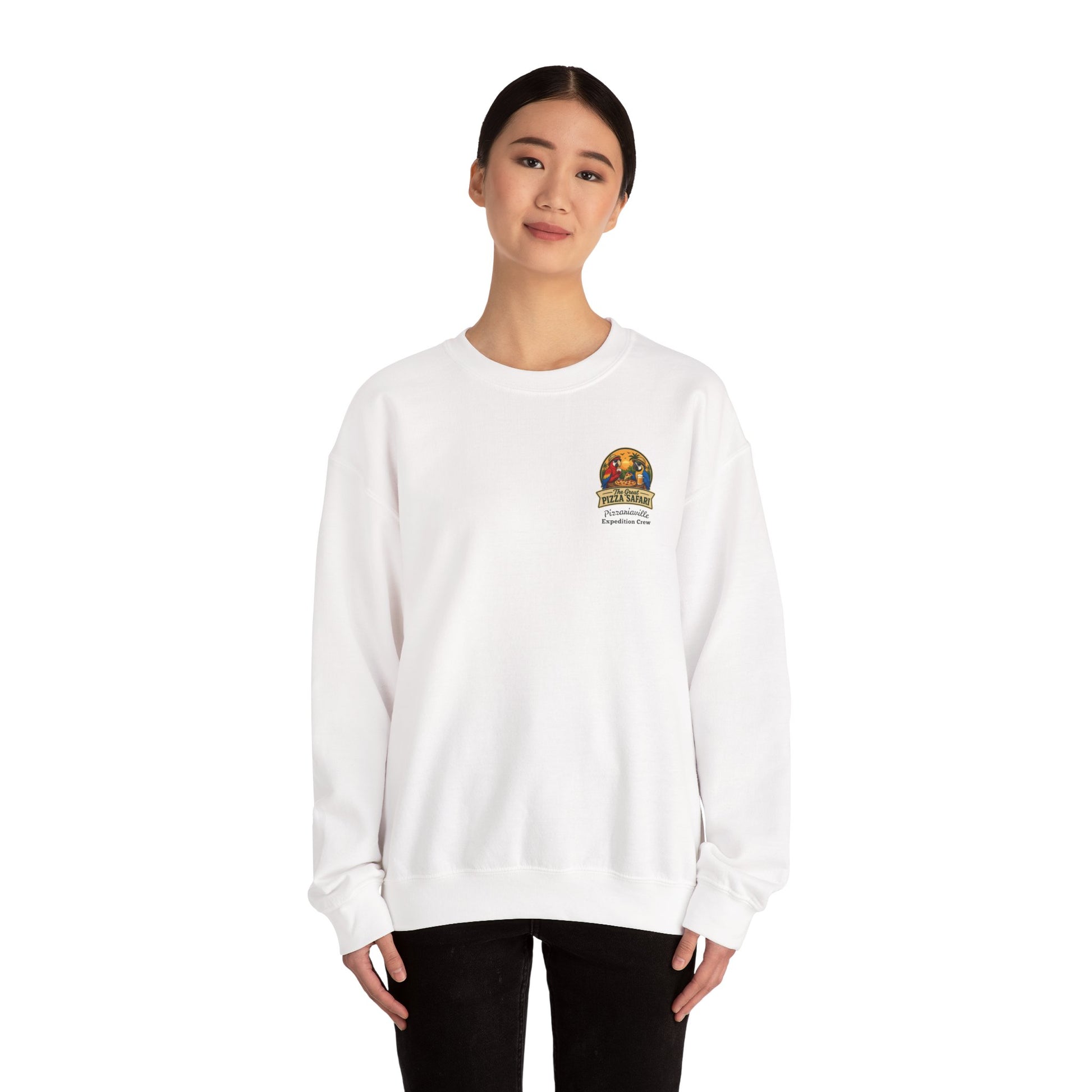 Pizza Safari Crewneck Sweatshirt — "The Great Pizza Safari" Graphic