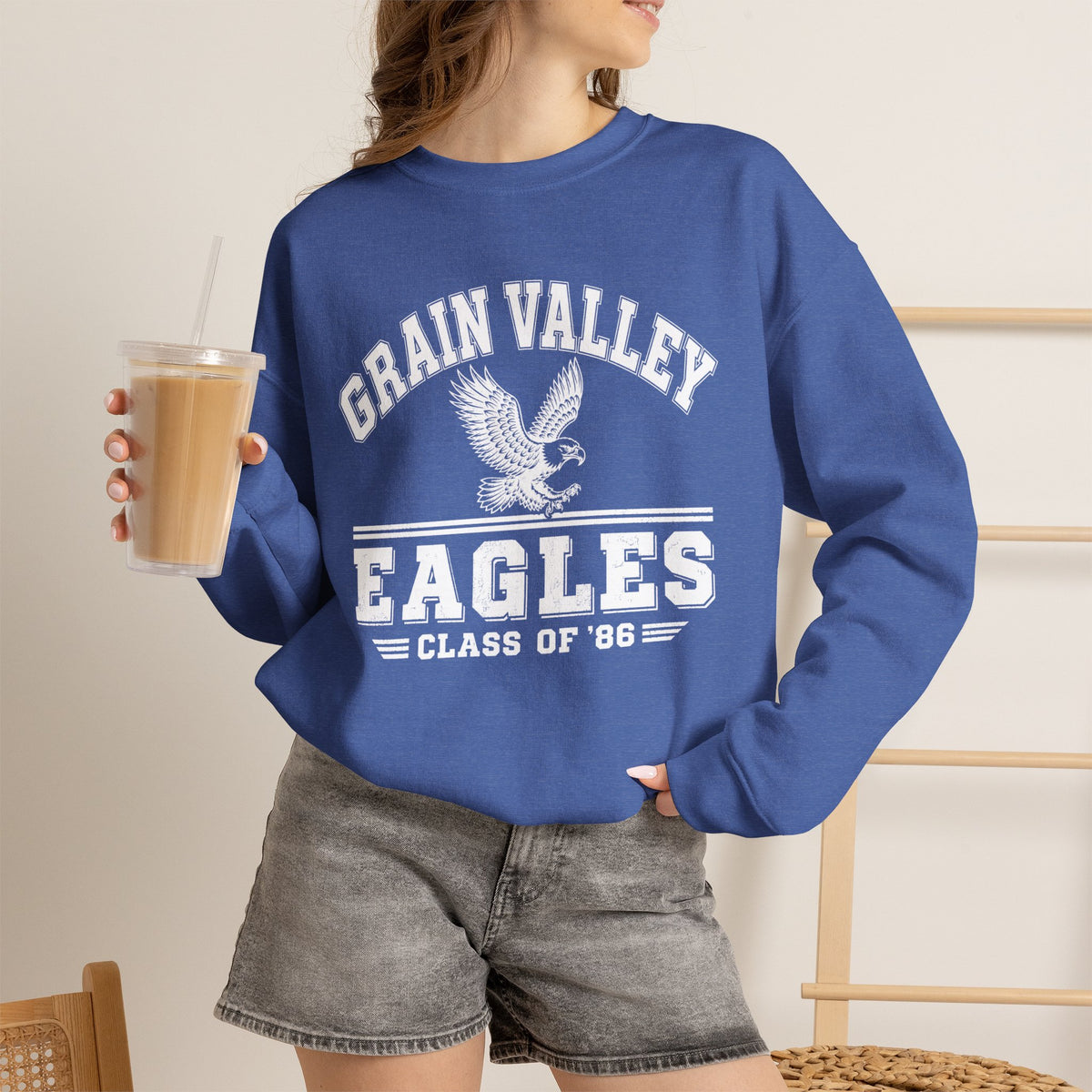 Grain Valley Eagles Crewneck Sweatshirt — Class of '86 Vintage School Spirit