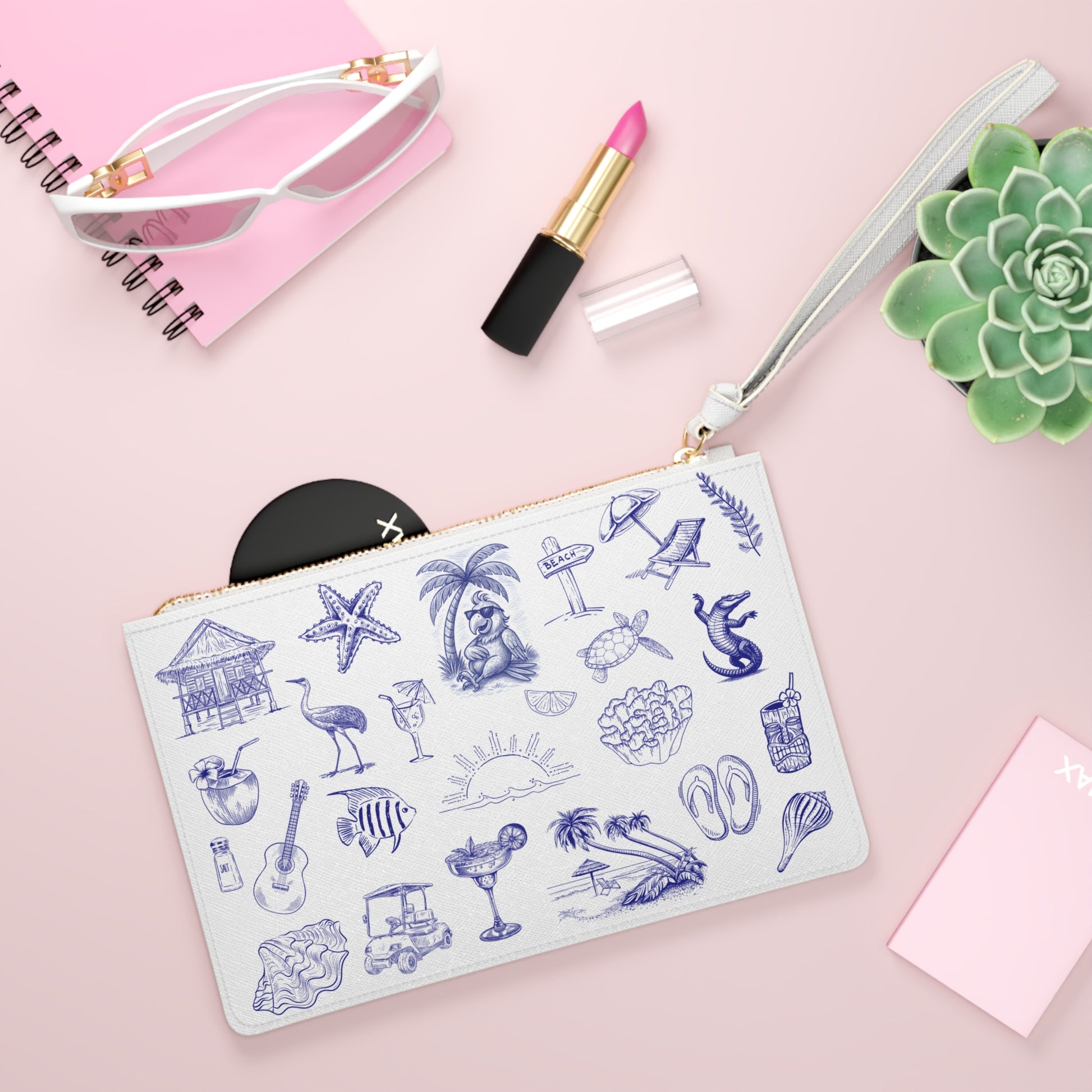 Beach-Themed Clutch Bag, Perfect Summer Accessories, Vacation Essentials, Gift for Her, Stylish Purse for Festivals