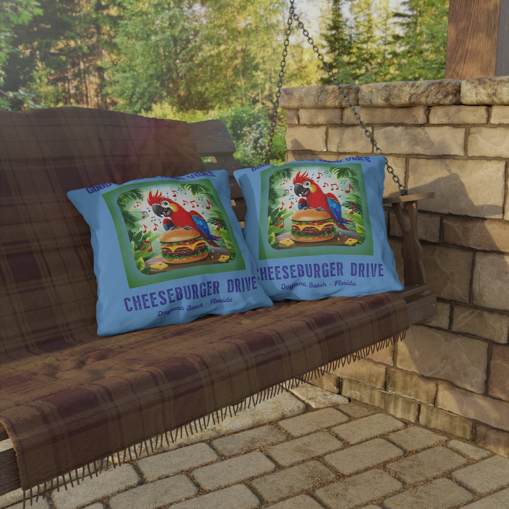 Latitude Margaritaville Tropical Outdoor Pillows - Good Times & Good Vibes gifts Beach House Cushion, Summer Patio Accent Fun Outdoor  Decor