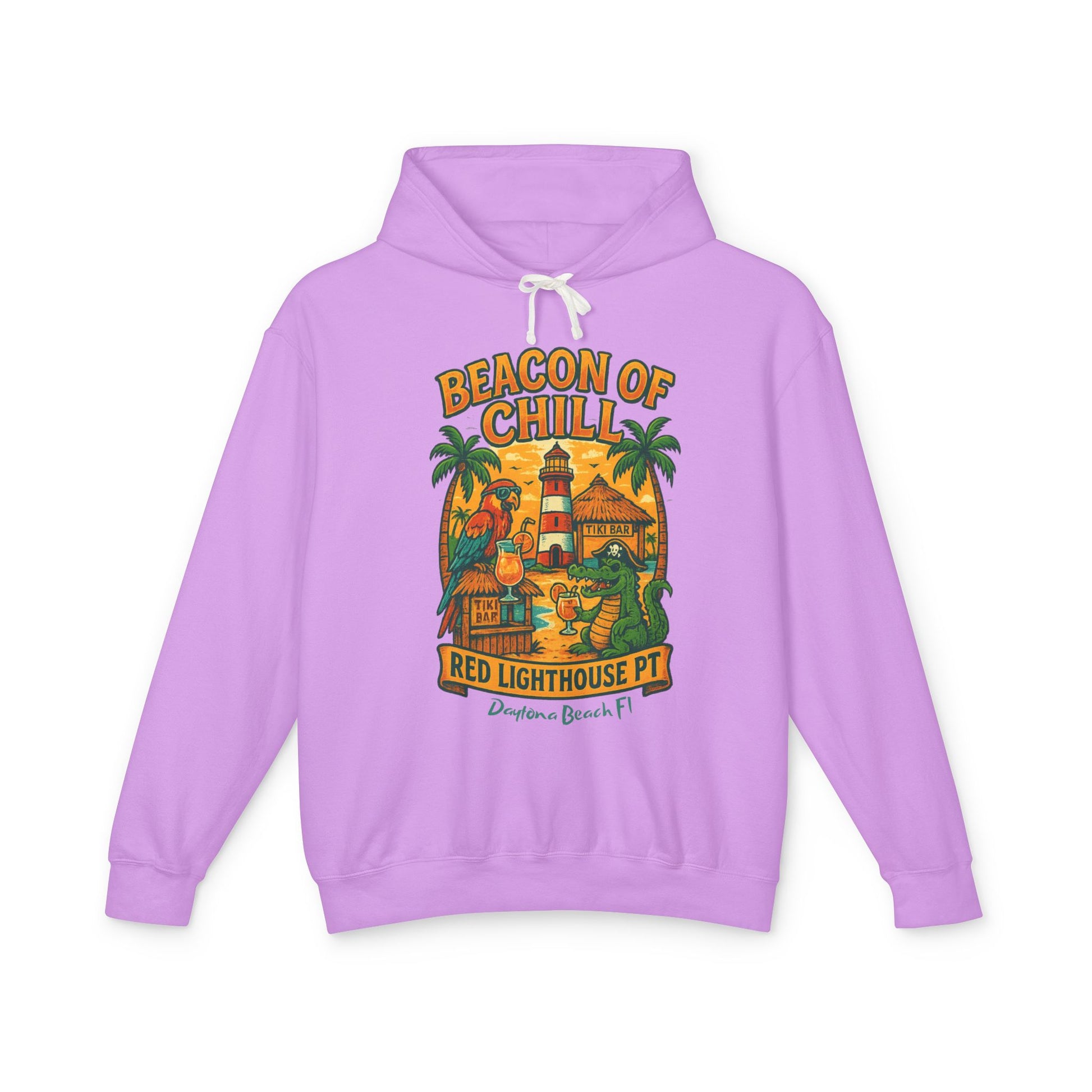 Red Lighthouse Pt  Lightweight Comfort Colors Hoodie - Jimmy Buffet Style