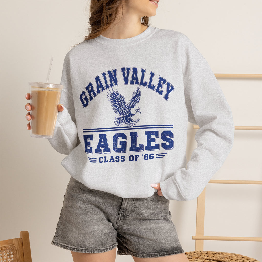 Grain Valley Eagles Crewneck Sweatshirt — Class of '86 Vintage School Spirit