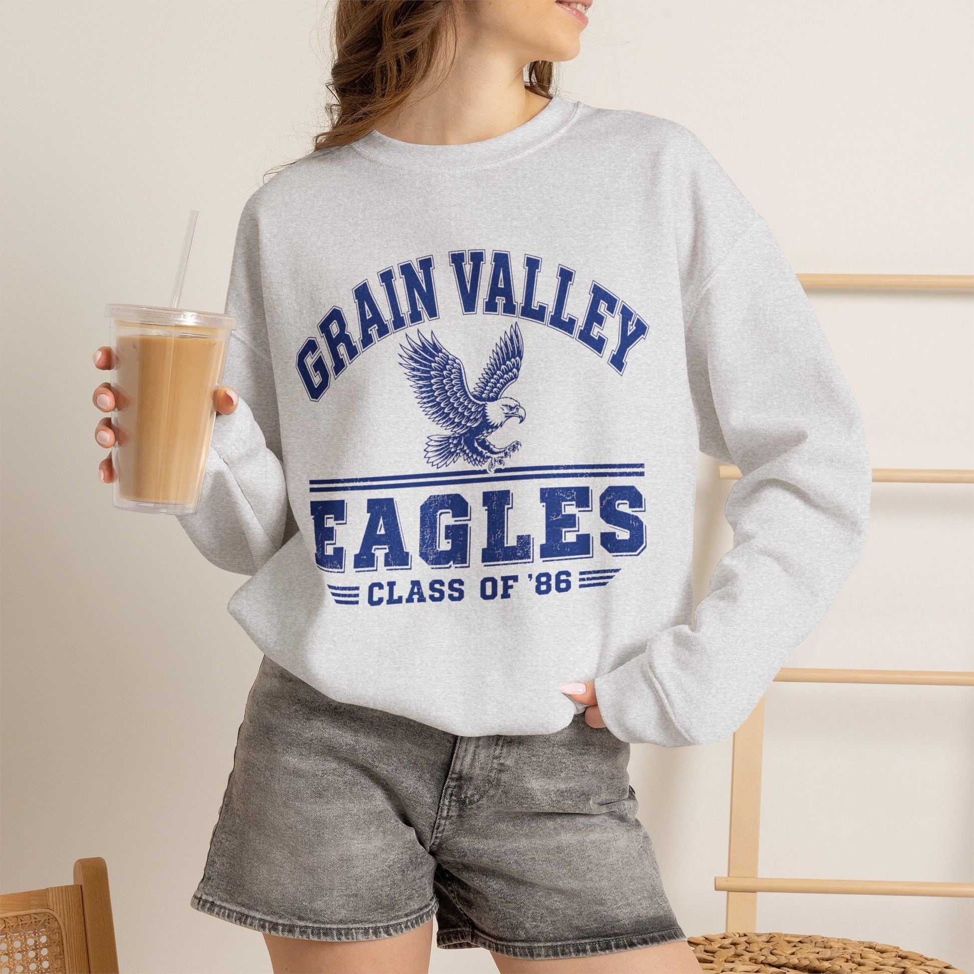 Grain Valley Eagles Crewneck Sweatshirt — Class of '86 Vintage School Spirit