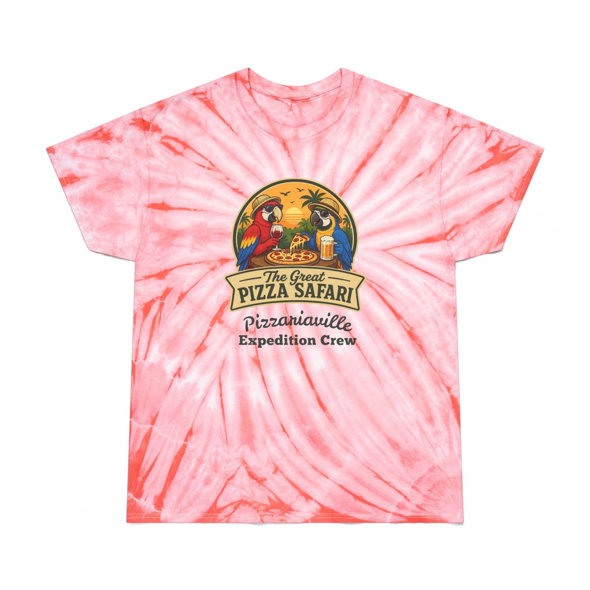 Tie-Dye Tee — The Great Pizza Safari “Pizzariaville Expedition Crew” Graphic Shirt