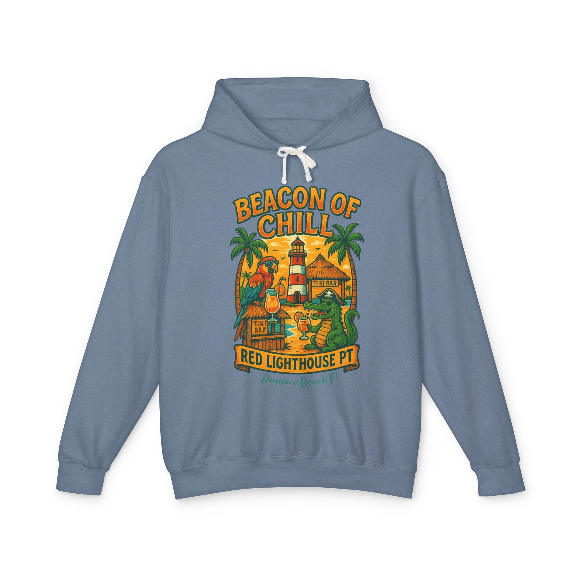 Red Lighthouse Pt  Lightweight Comfort Colors Hoodie - Jimmy Buffet Style